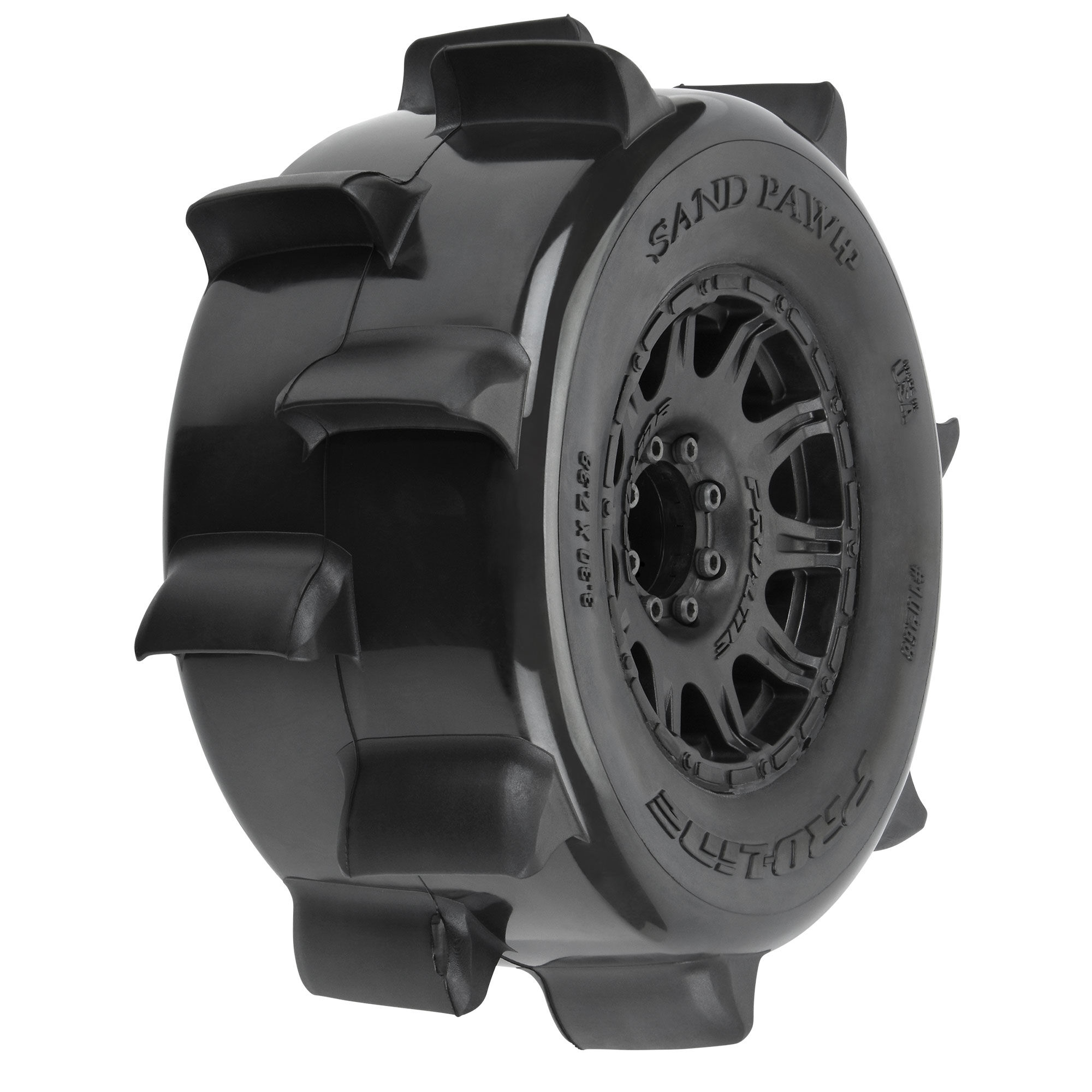 Pro-Line Racing 1/8 Sand Paw HP BELTED F/R 3.8" MT Tires Mounted 17mm Black Raid (2)