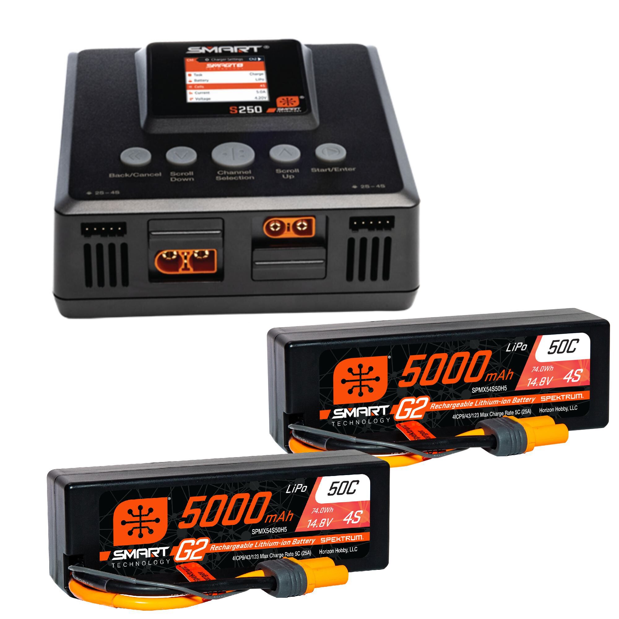 Spektrum Accessories Smart Powerstage 8S Surface Bundle: (2) G2 5000mAh 4S LiPo IC5 & S250 Charger EU