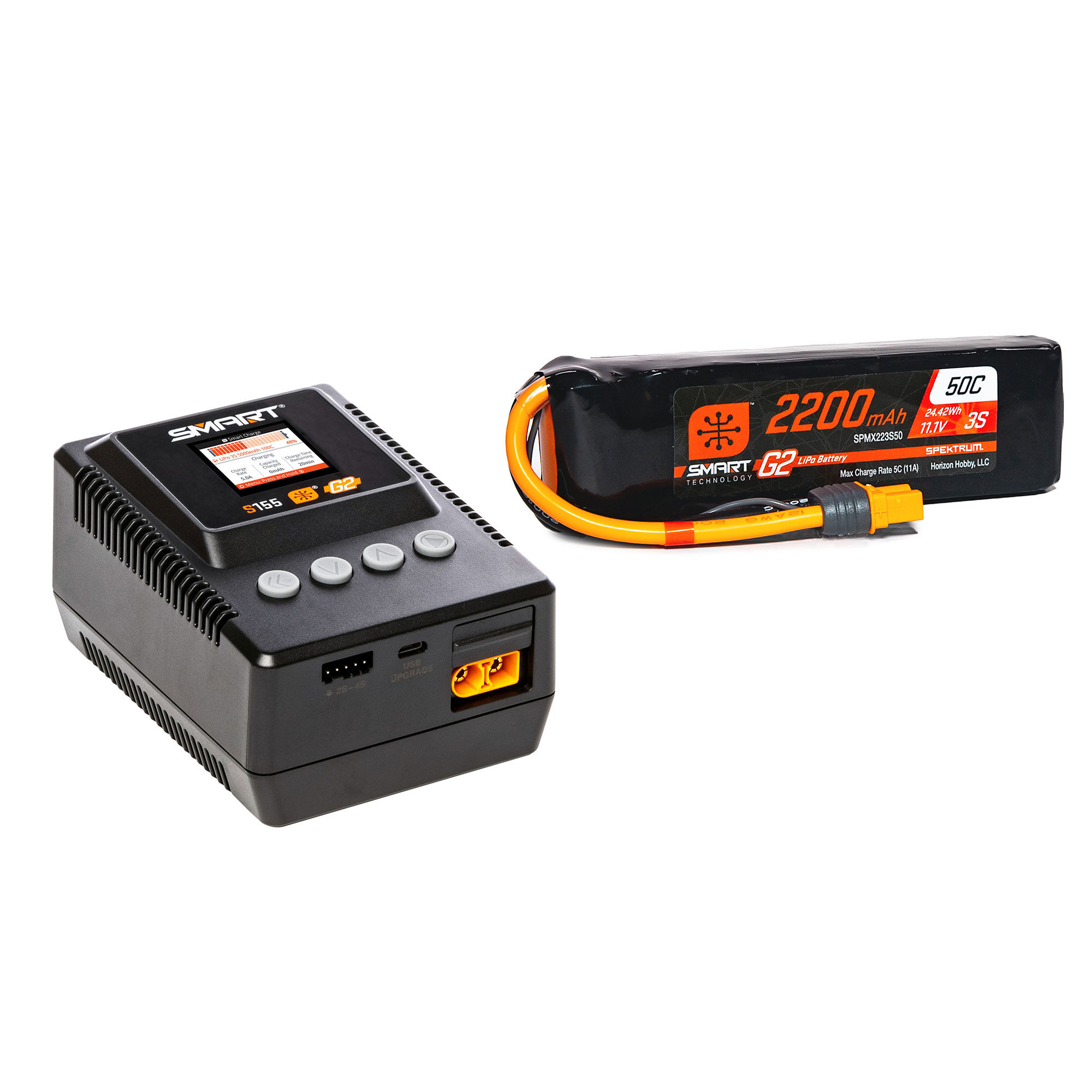 Spektrum Accessories Smart Powerstage Air Bundle: G2 2200mAh 3S LiPo IC3 & S155 Charger