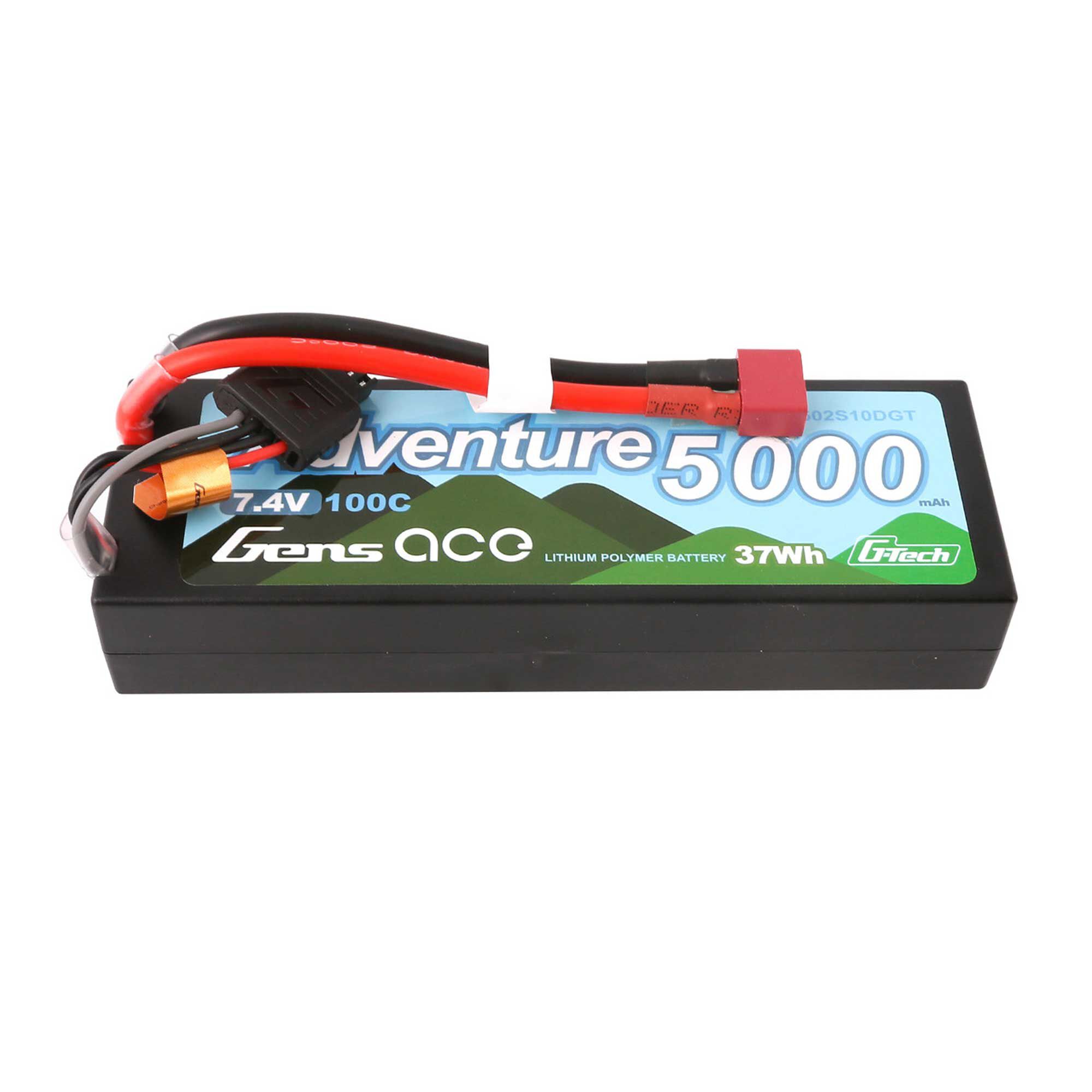 Gens ace 7.4V 5000mAh 2S 100C G-Tech Smart Hardcase LiPo Battery: Deans
