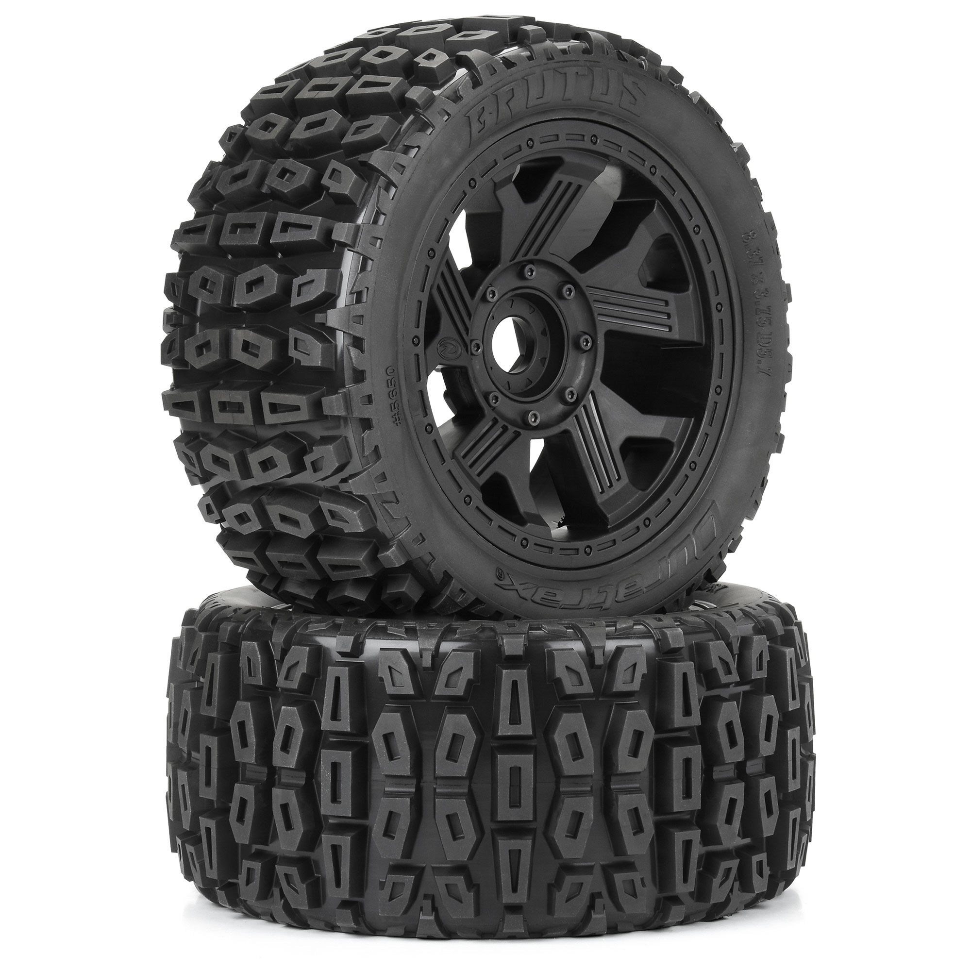 Duratrax 1/6 Brutus F/R 5.7" Monster Truck Tires MTD 24mm Black Ripper (2)