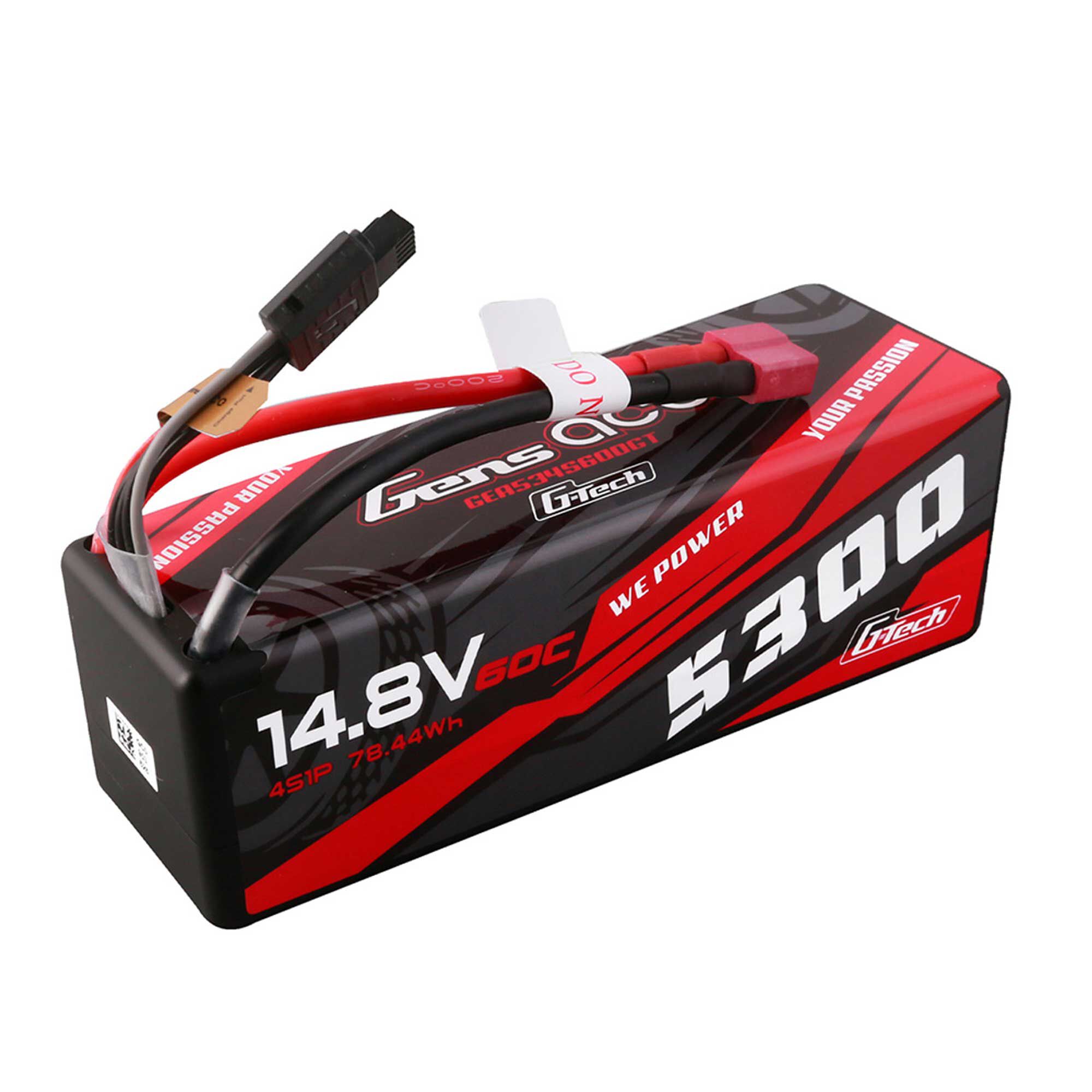 Gens ace 14.8V 5300mAh 4S 60C G-Tech Smart Hardcase LiPo Battery: Deans