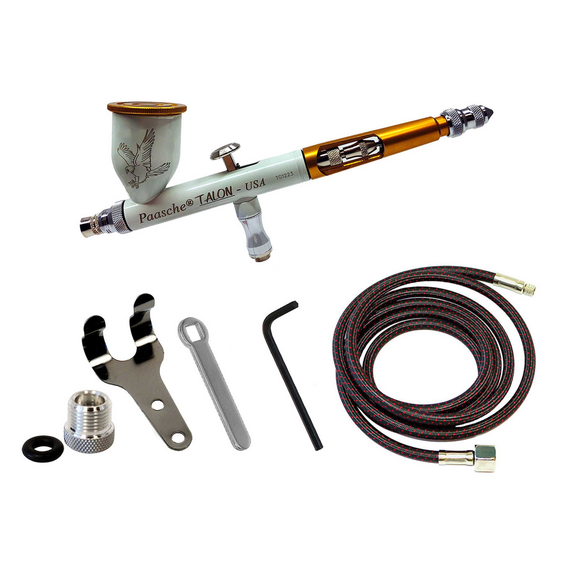 Paasche Airbrush Company Talon Set (.38mm) & 1/8"BSP Adapter (Cerakote Coated White-Gold)