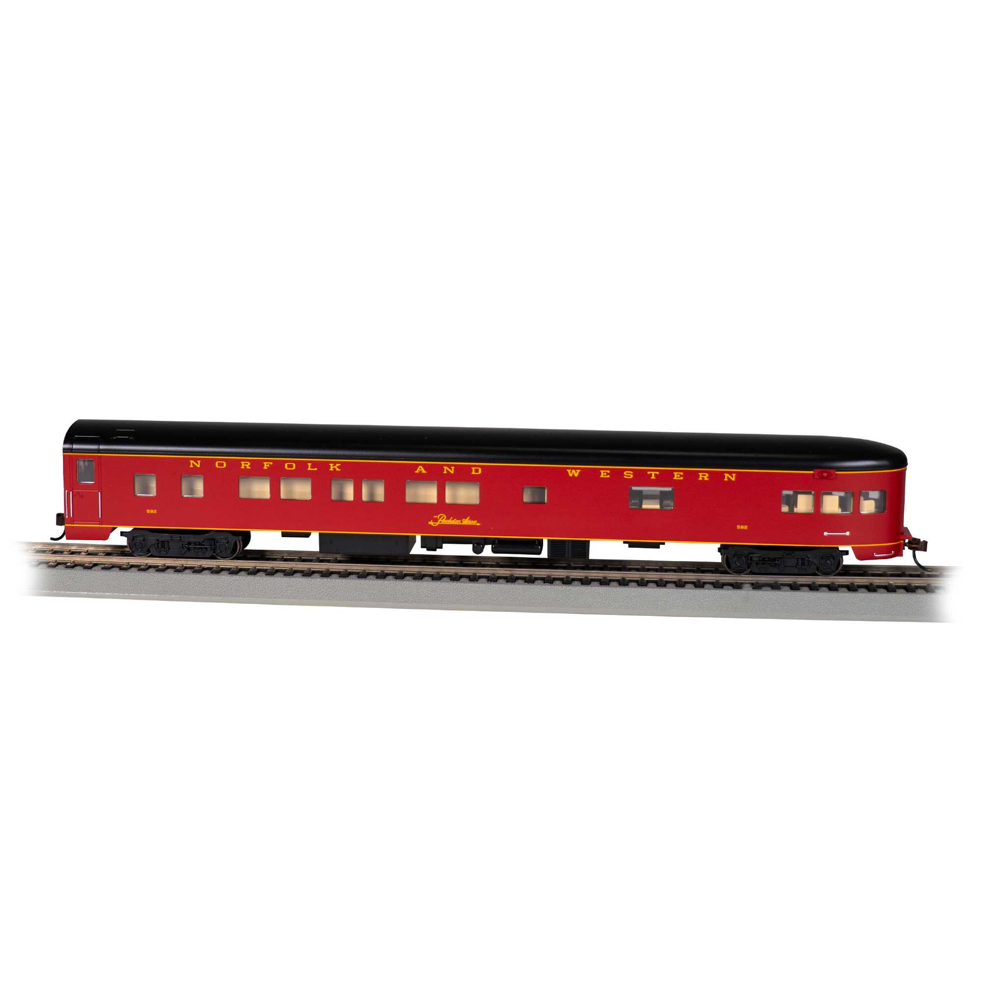Bachmann Industries HO 85' Smooth-Side Observation Passenger Car w/ Lighted Interior - Norfolk & Western #582