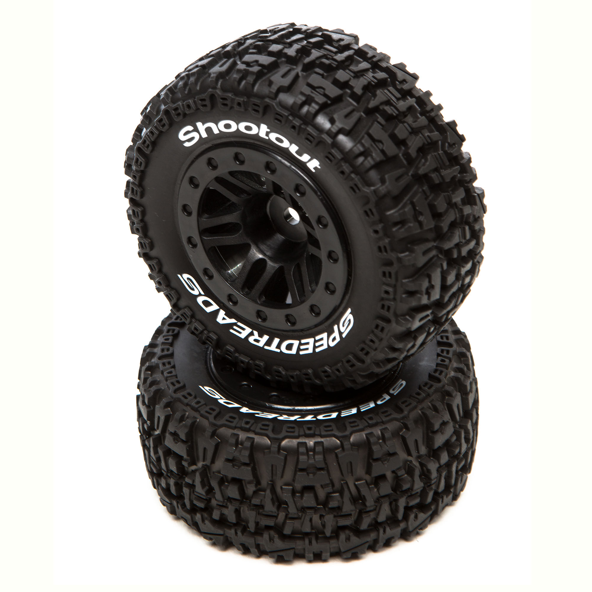 Duratrax SpeedTreads Shootout SC Front Rear Black Mounted (2): Traxxas Slash