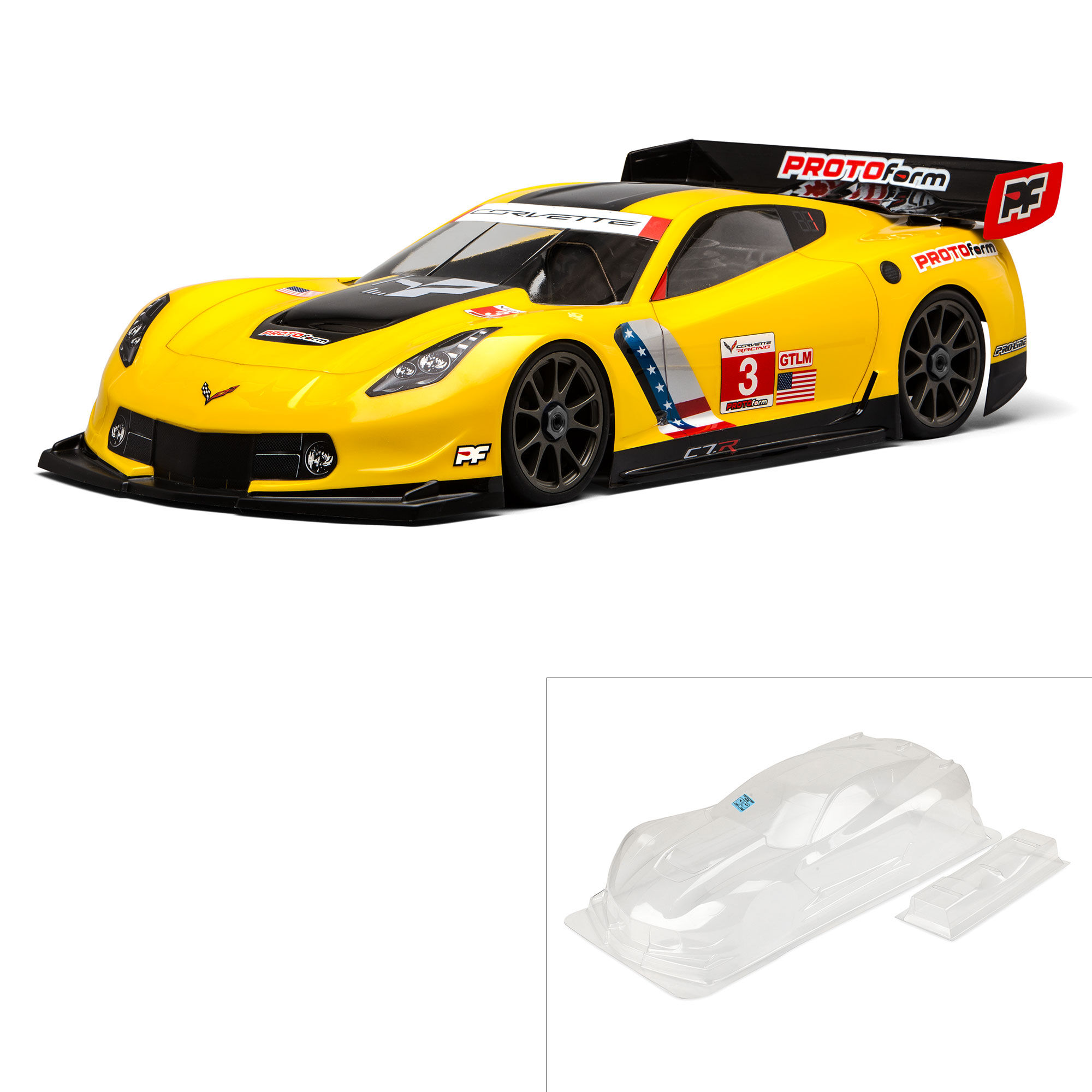 PROTOform 1/8 Chevrolet Corvette C7.R Clear Body: 1:8 GT (Long Wheelbase)
