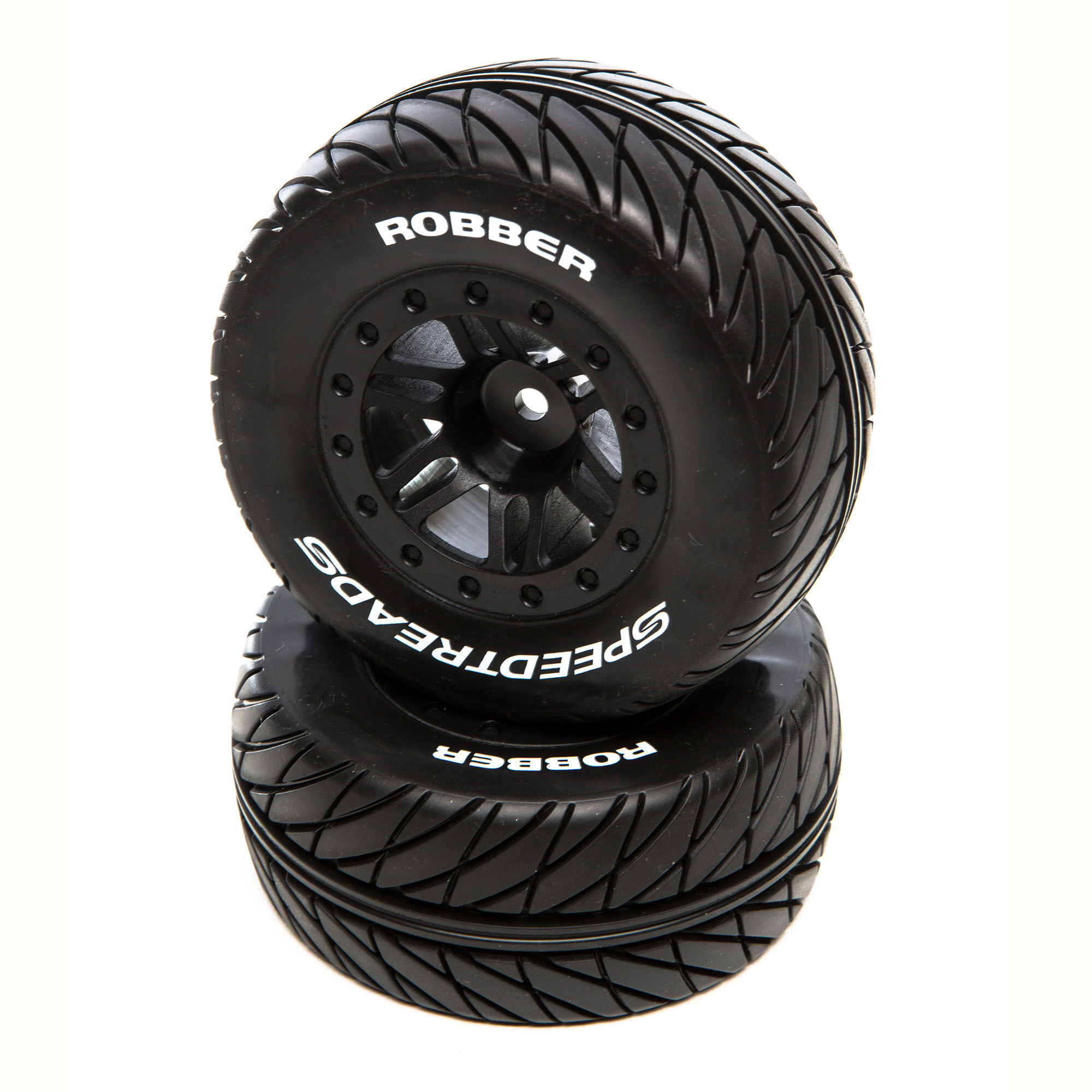 Duratrax SpeedTreads Robber SC Front Rear Black Mounted: Traxxas Slash/Rustler