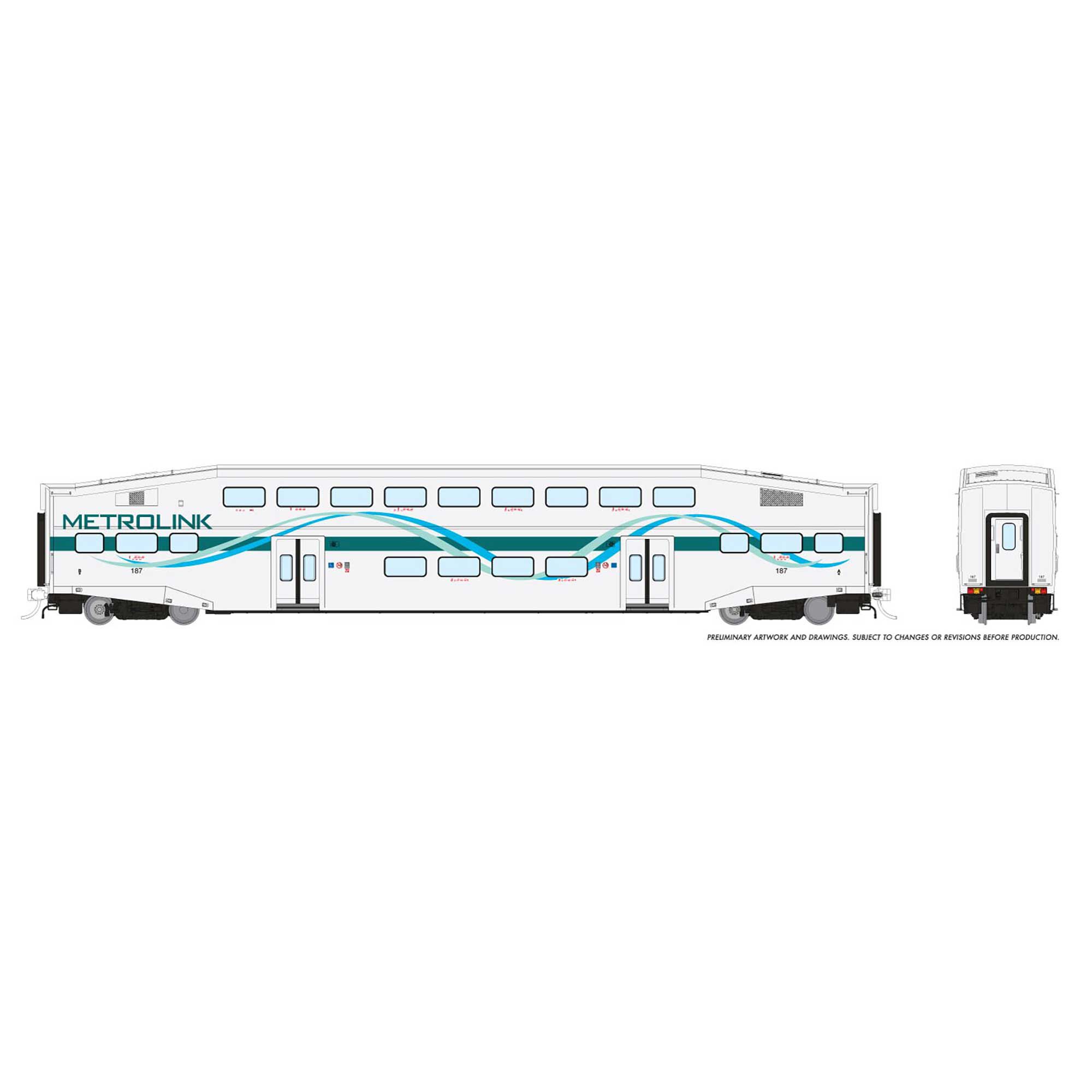 Rapido Trains Inc. HO BiLevel Commuter Car METLK White Ribbon Coach 187