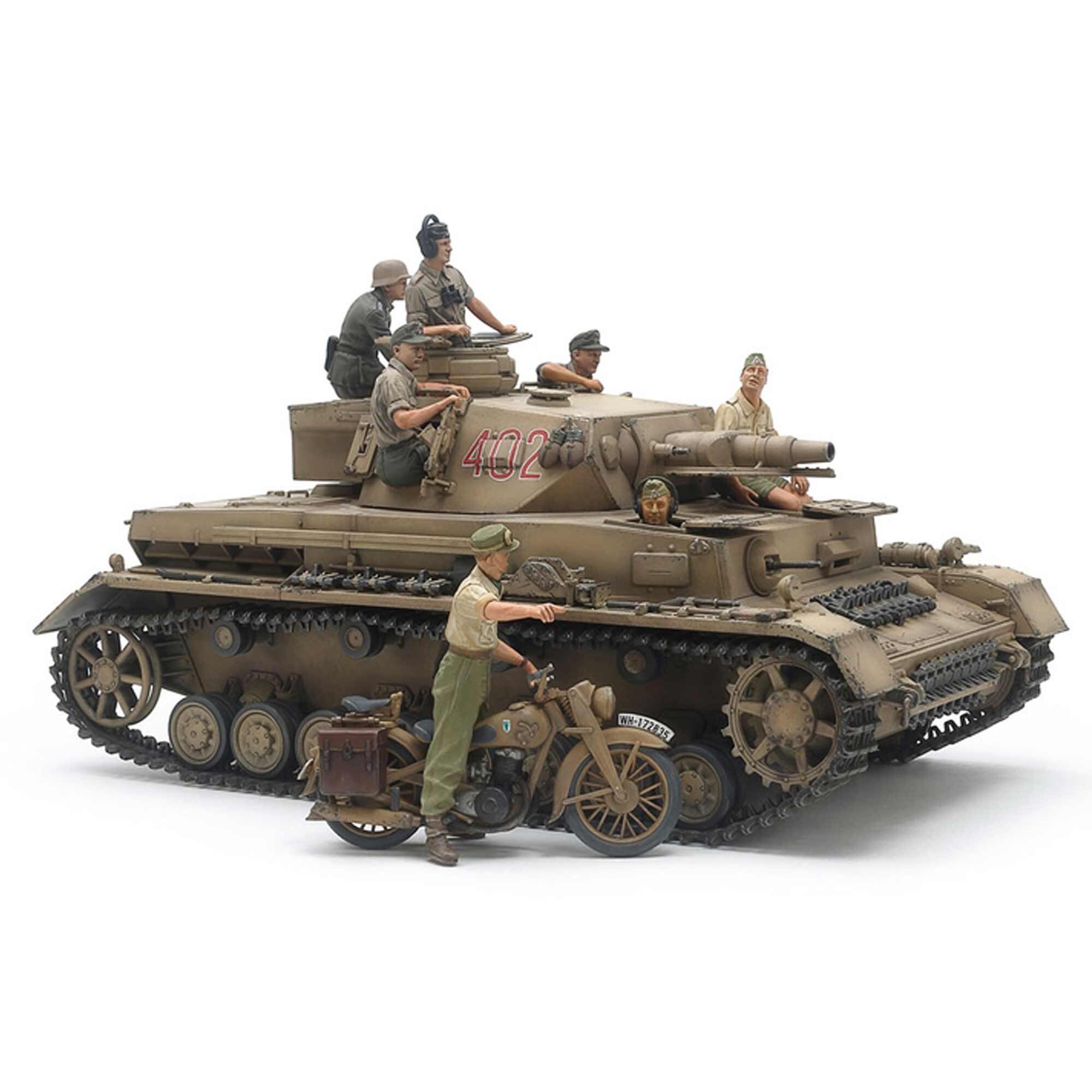 Tamiya 1/35 German Tank Panzerkampfwagen IV Ausf.F & Motorcycle Set North Africa