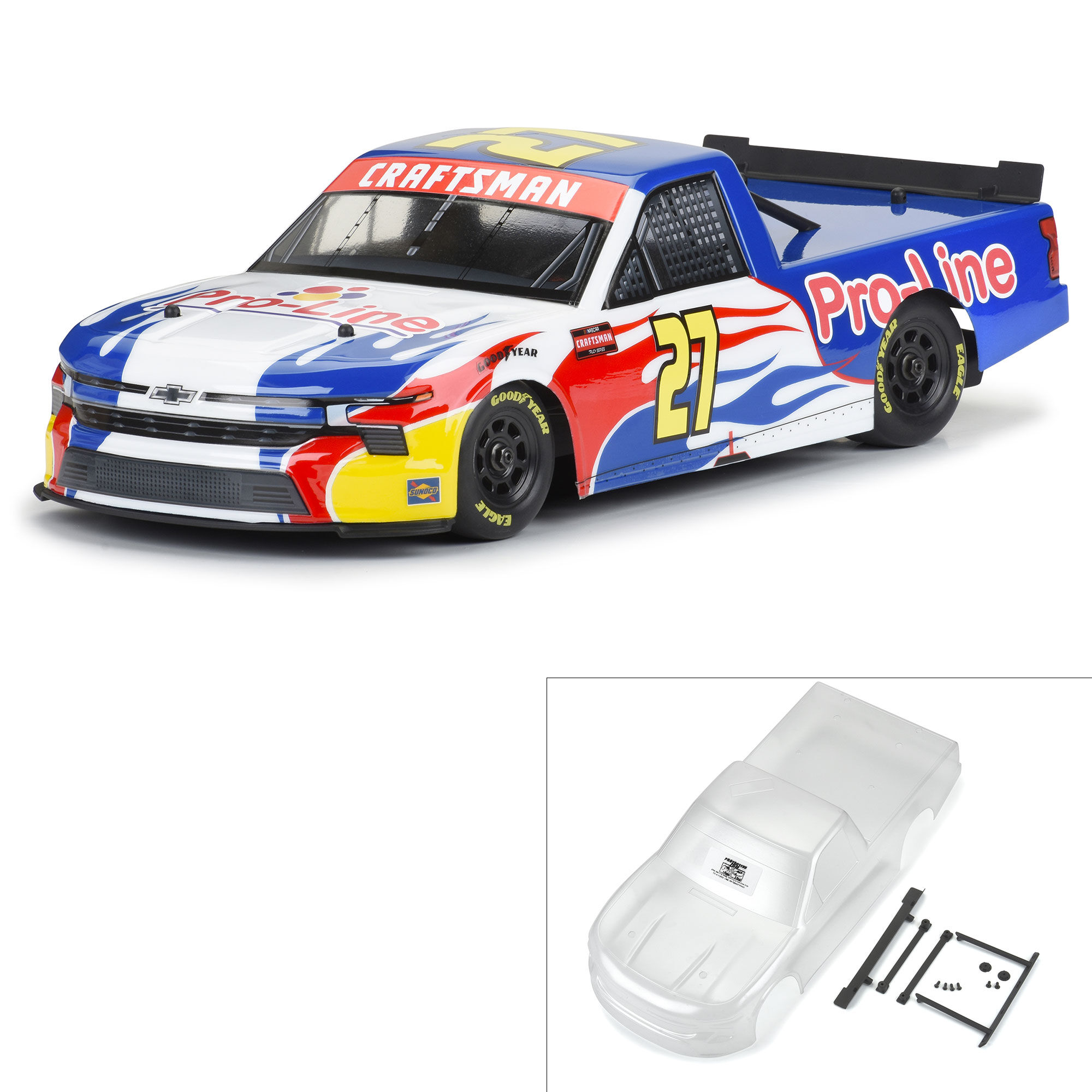 Pro-Line Racing 1/12 Pre-Cut 2024 Chevy Silverado Truck Clear Body: Losi NASCAR