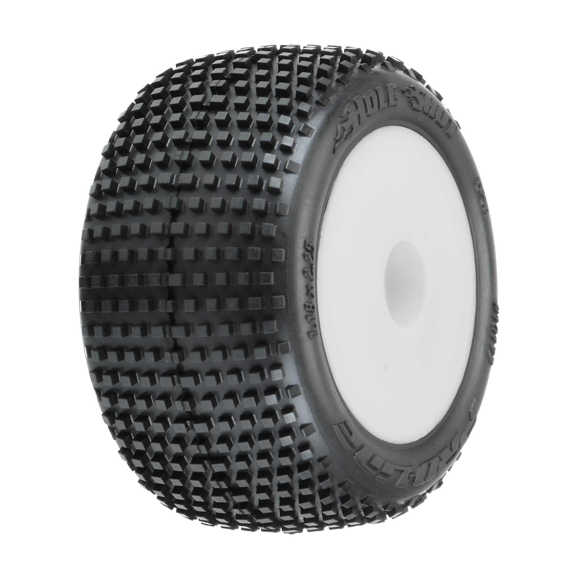 Pro-Line Racing 1/18 Hole Shot Front/Rear Mini-T Tires Mounted 8mm White Wheels (2)