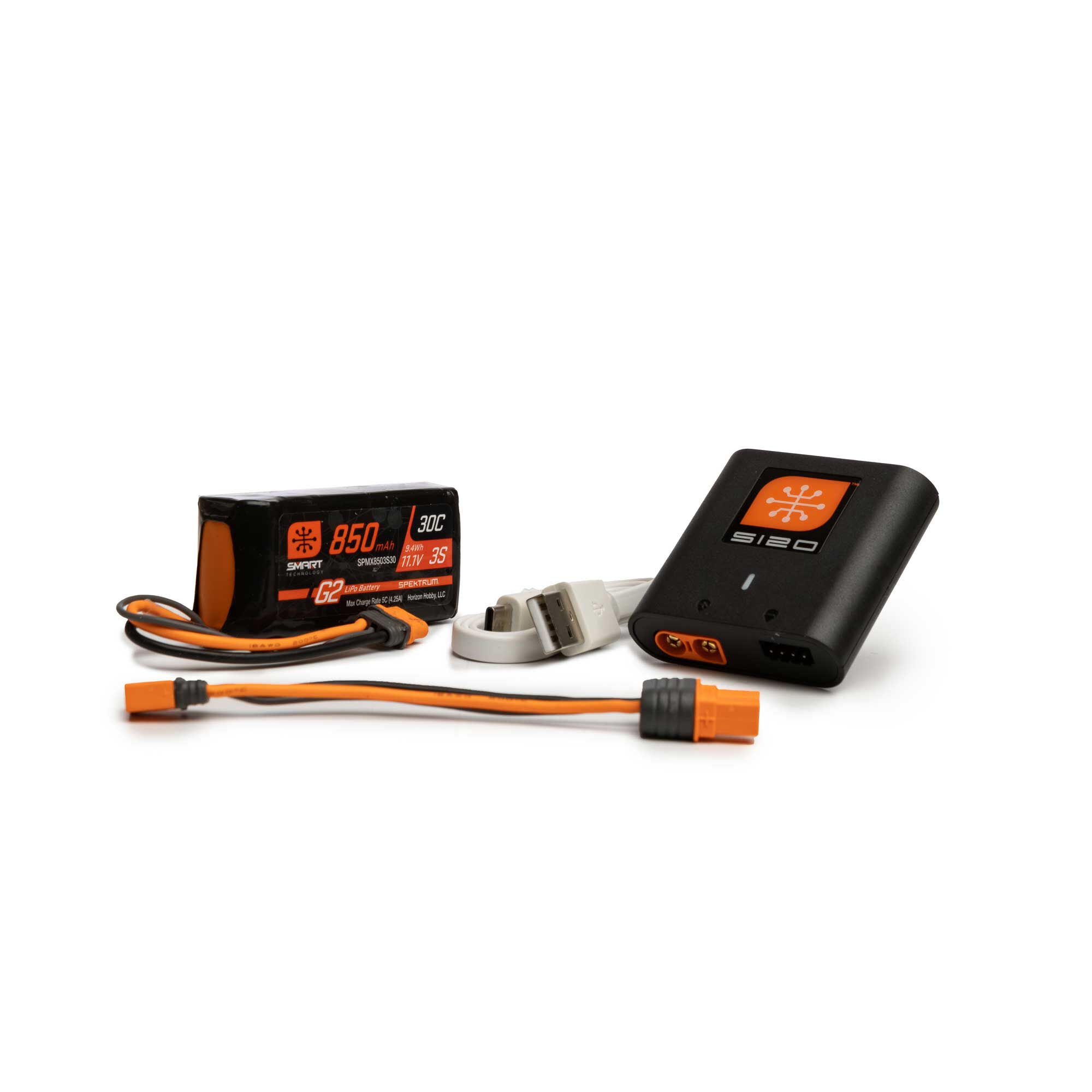 Spektrum Accessories Smart Powerstage Air Bundle: 850mAh 3S G2 LiPo Battery / S120 Charger