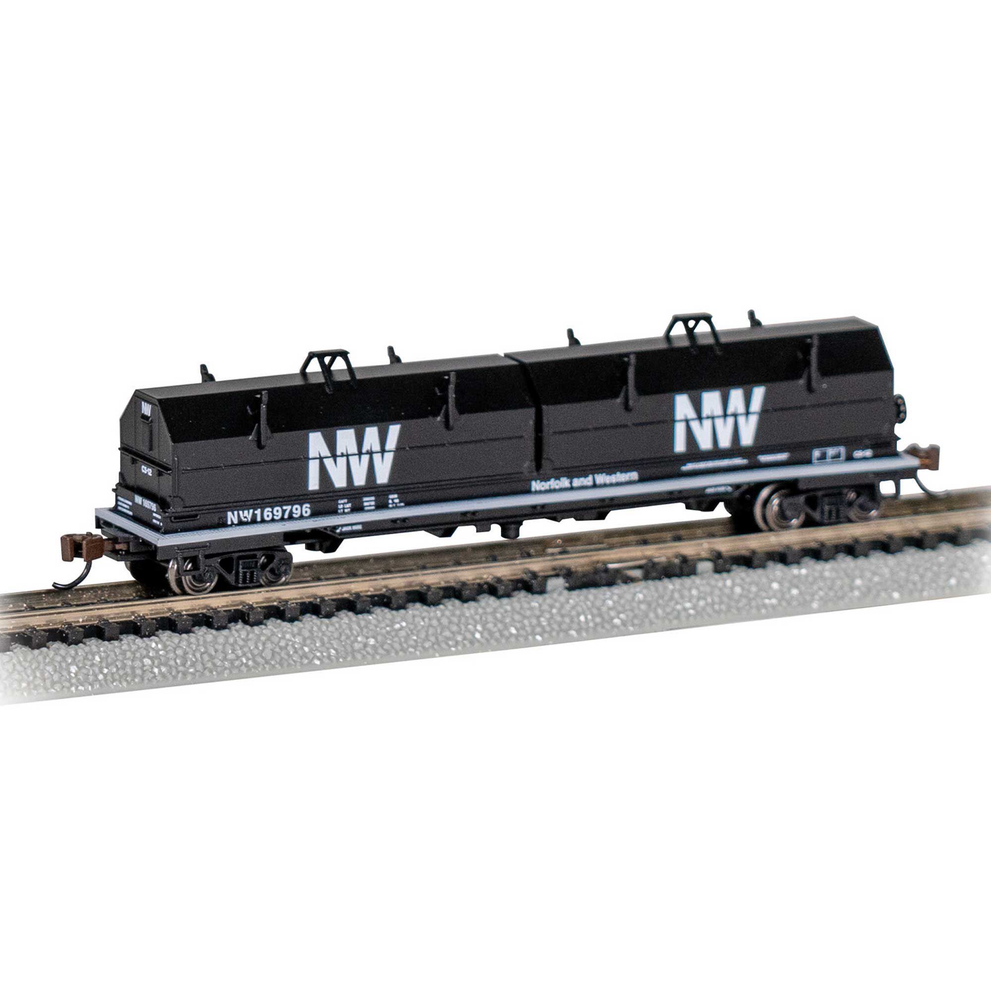 Bachmann Industries N 55' Steel Coil Car w/ Coil Load & Angled Hood - Norfolk & Western #169796