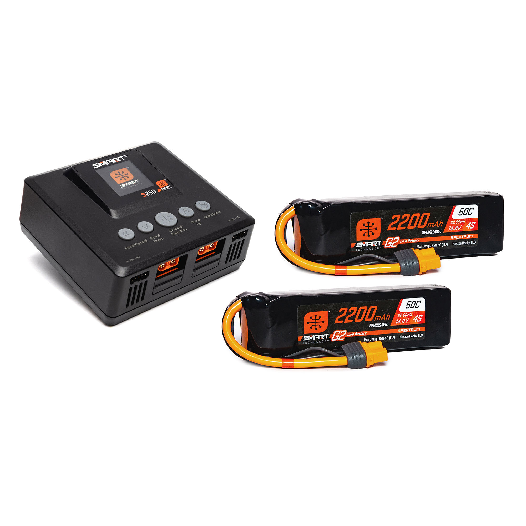 Spektrum Accessories Smart Powerstage Air Bundle: G2 2200mAh 4S 50C LiPo IC3 & S250 Charger (2)