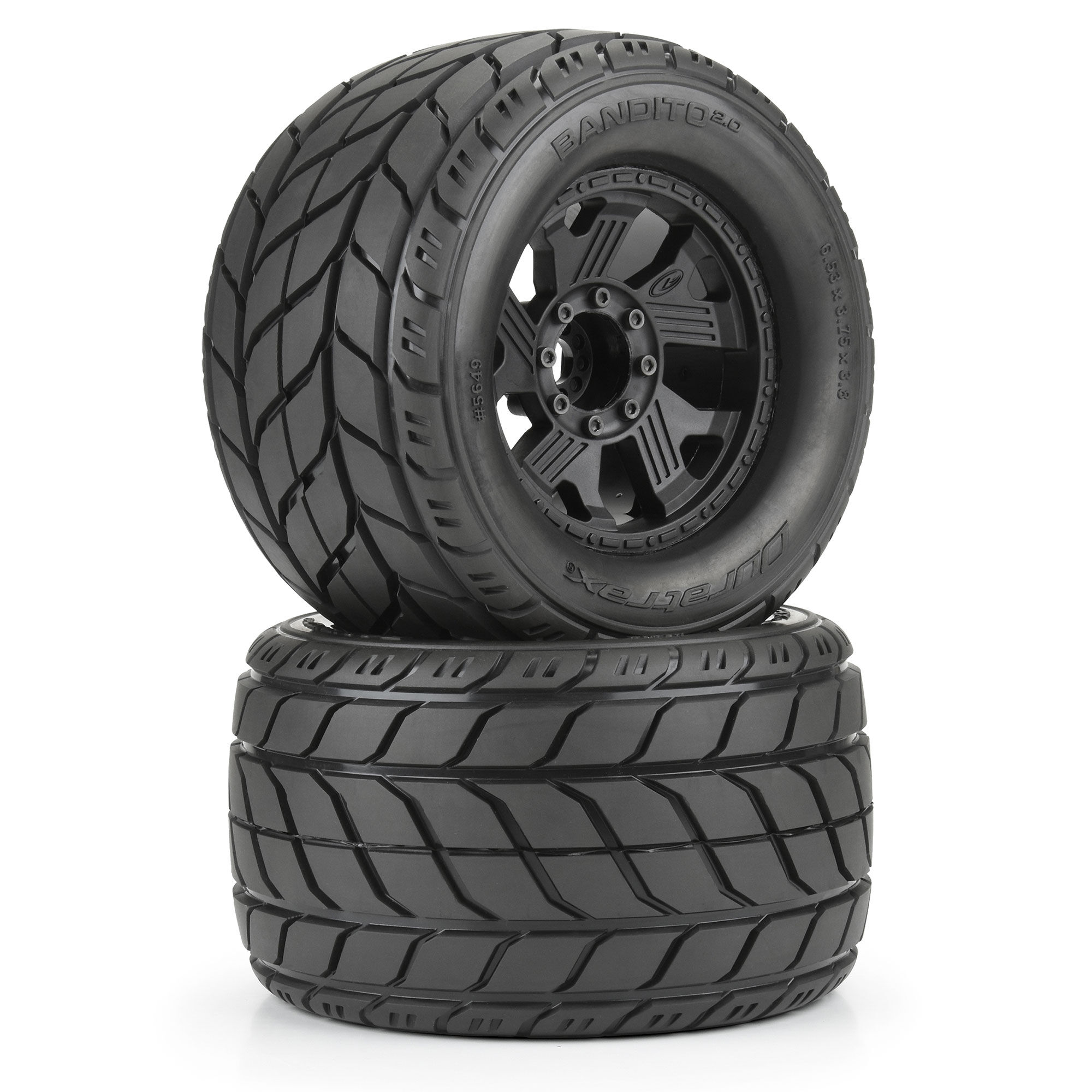 Duratrax 1/8 Bandito 2.0 F/R 3.8" MT Tires Mounted 12mm/14mm Black Ripper (2)