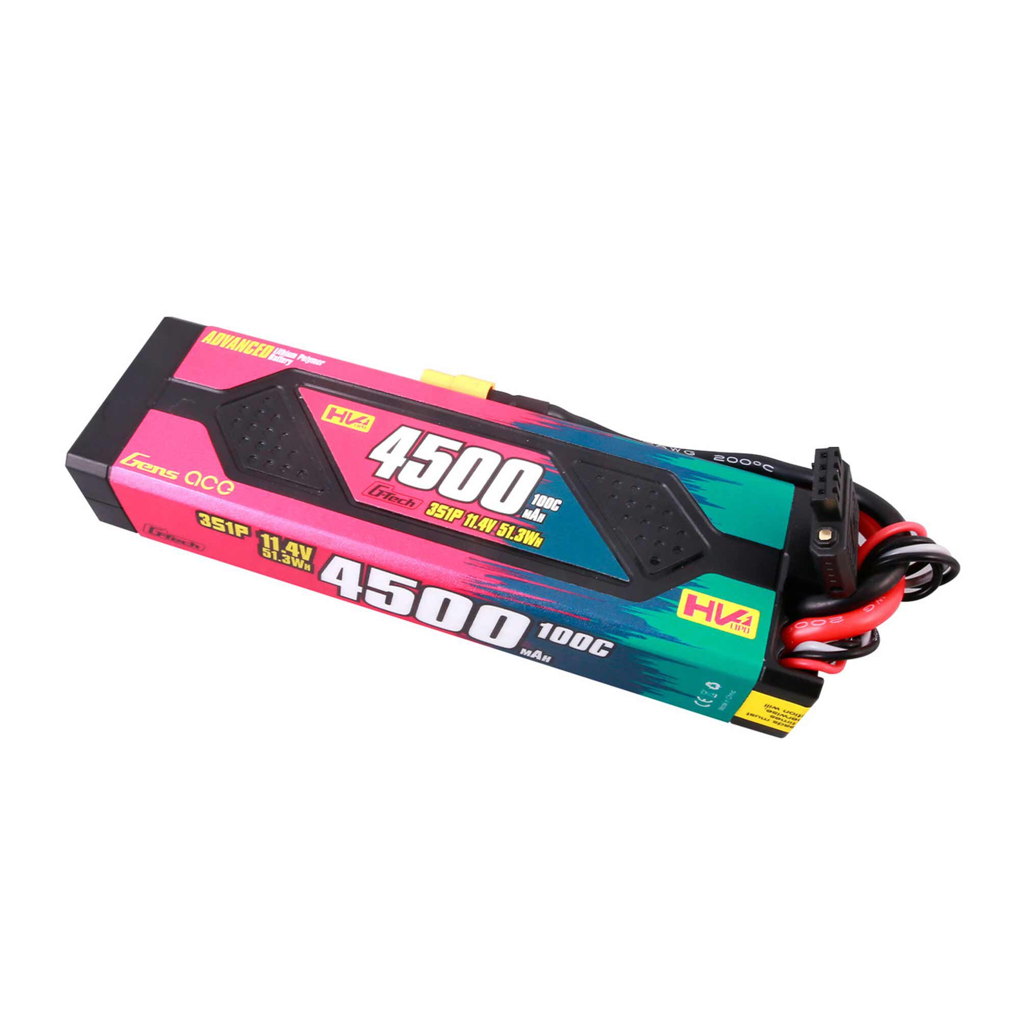 Gens ace 11.4V 4500mAh 3S 100C G-Tech Smart Advanced Hardcase LiHV Battery: EC5