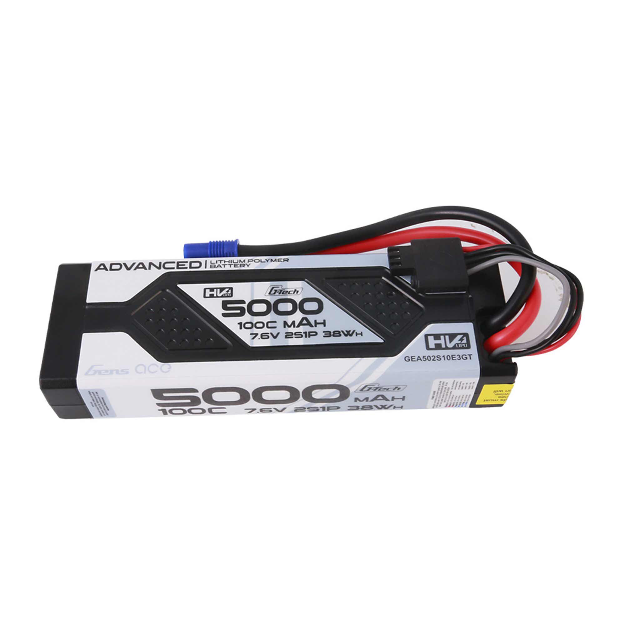 Gens ace 7.6V 5000mAh 2S 100C G-Tech Smart Advanced Hardcase LiHV Battery: EC3