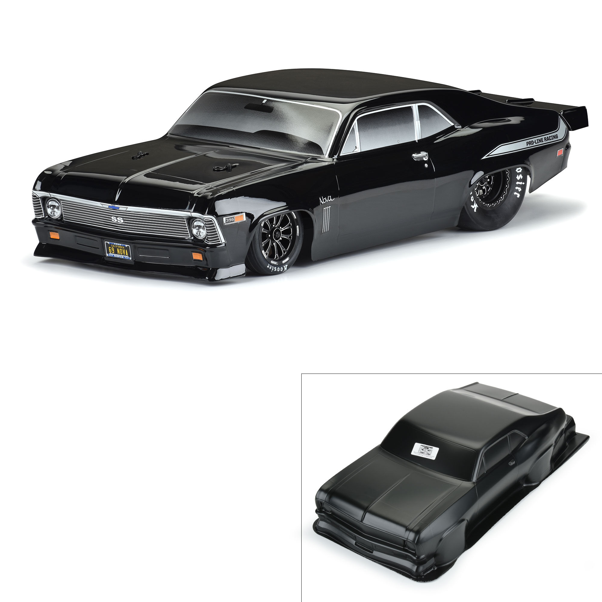 Pro-Line Racing 1/10 1969 Chevrolet Nova Tough-Color Black Body: Drag Car