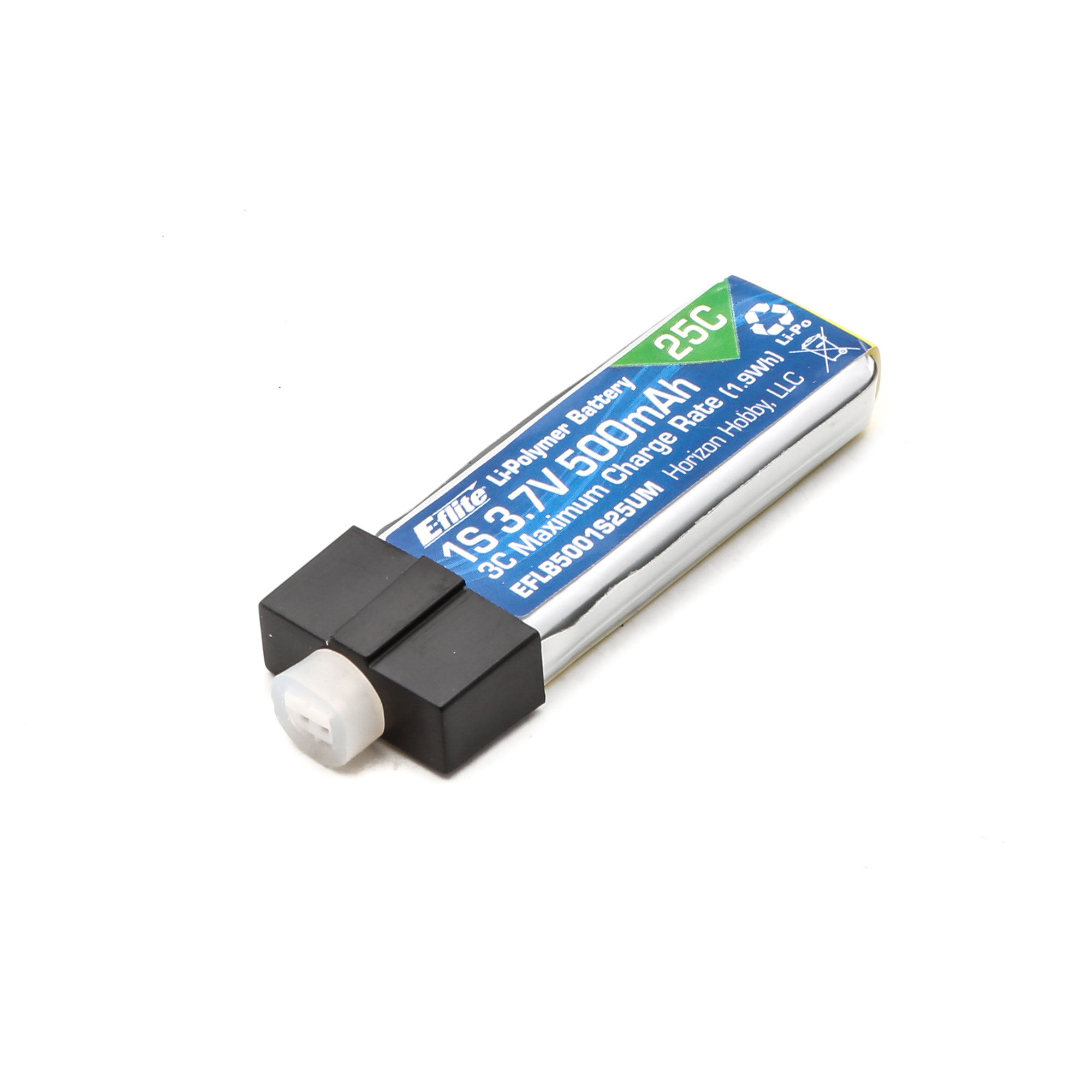 E-flite 3.7V 500mAh 1S 25C LiPo Battery: PH 2.0 (High-Current Ultra Micro)