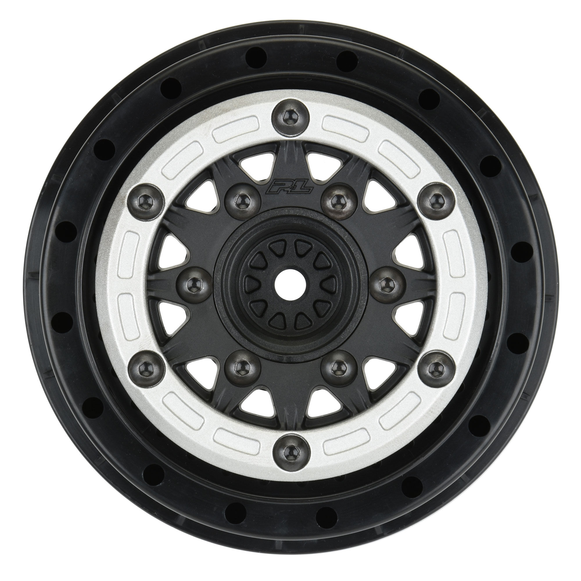 Pro-Line Racing 1/10 Raid Bead-Loc Fr/Rr 2.2"/3.0" 12 & 14mm SC Wheels (2) Silvr/Blk