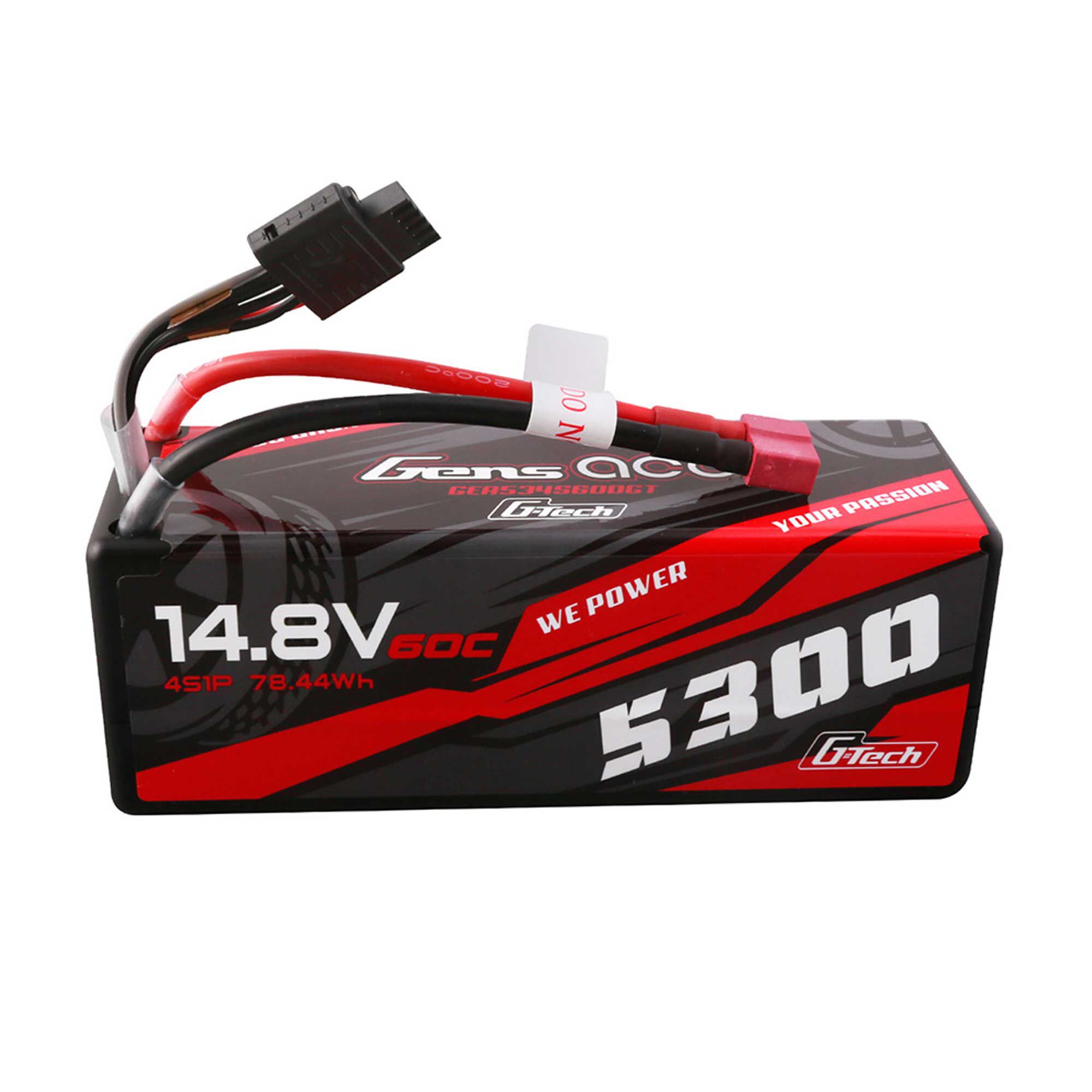 Gens ace 14.8V 5300mAh 4S 60C G-Tech Smart Hardcase LiPo Battery: Deans