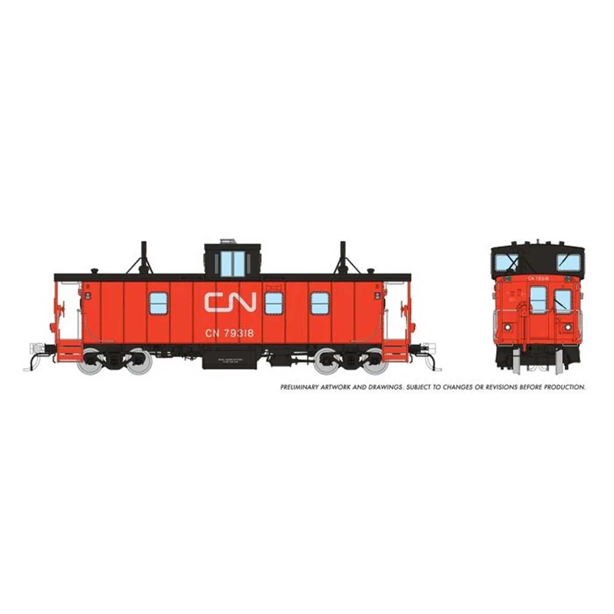 Rapido Trains Inc. HO CN H-S Caboose: CN - As Delivered Red/Orange Steps: #79318