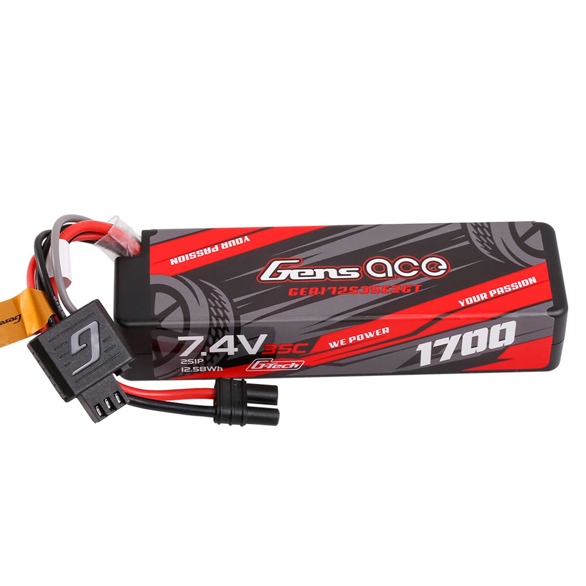 Gens ace Gens ace 1700mAh 2S 35C 7.4V G-Tech Hardcase Lipo Battery with EC2 Plug