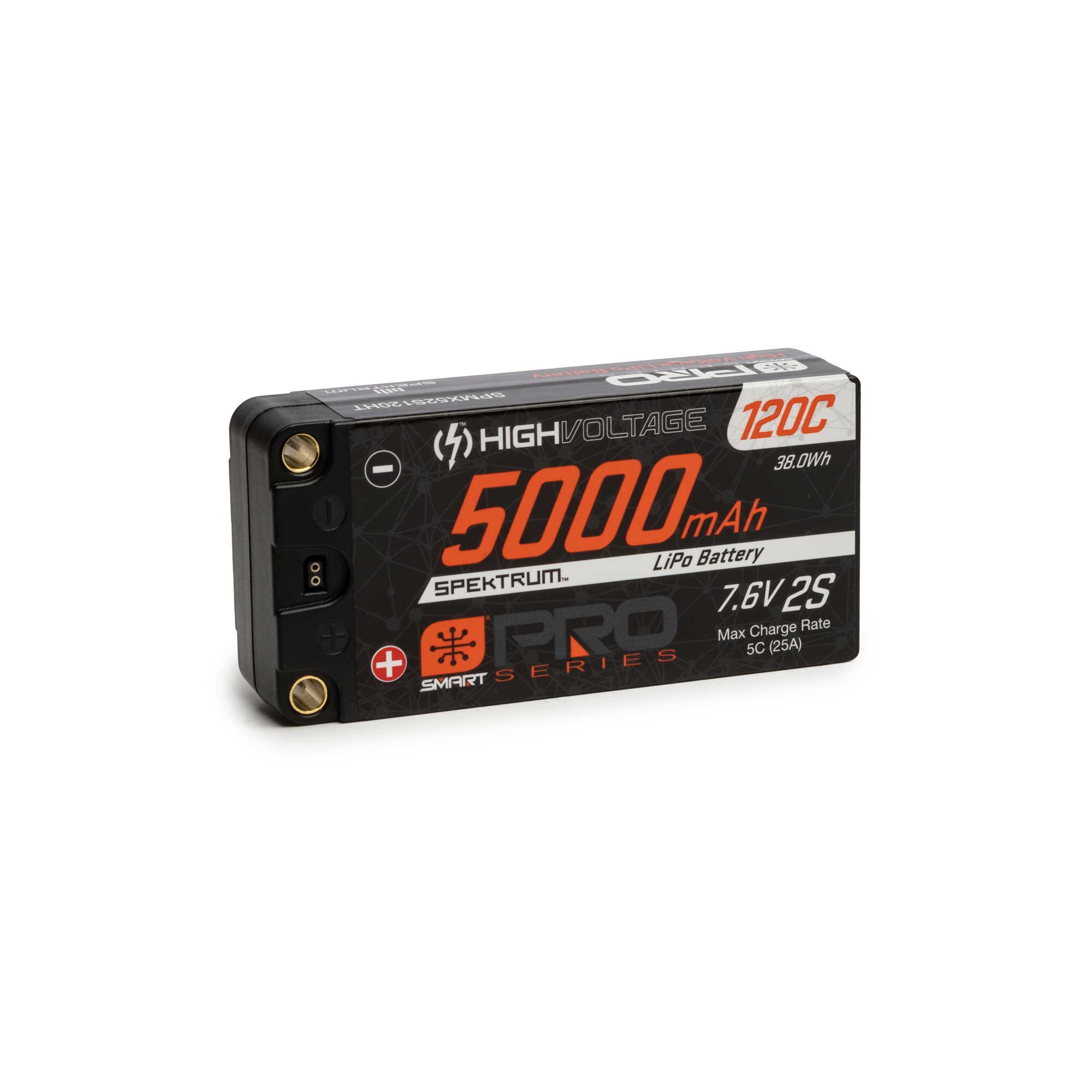 Spektrum Accessories 7.6V 5000mAh 2S 120C Smart Pro Race Shorty Hardcase LiHV Battery: Tubes