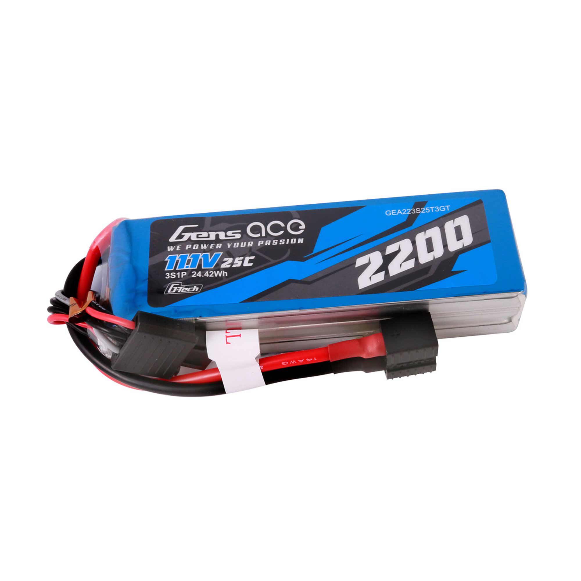 Gens ace 11.1V 2200mAh 3S 25C G-Tech Smart LiPo Battery: EC3/ Deans/ XT60