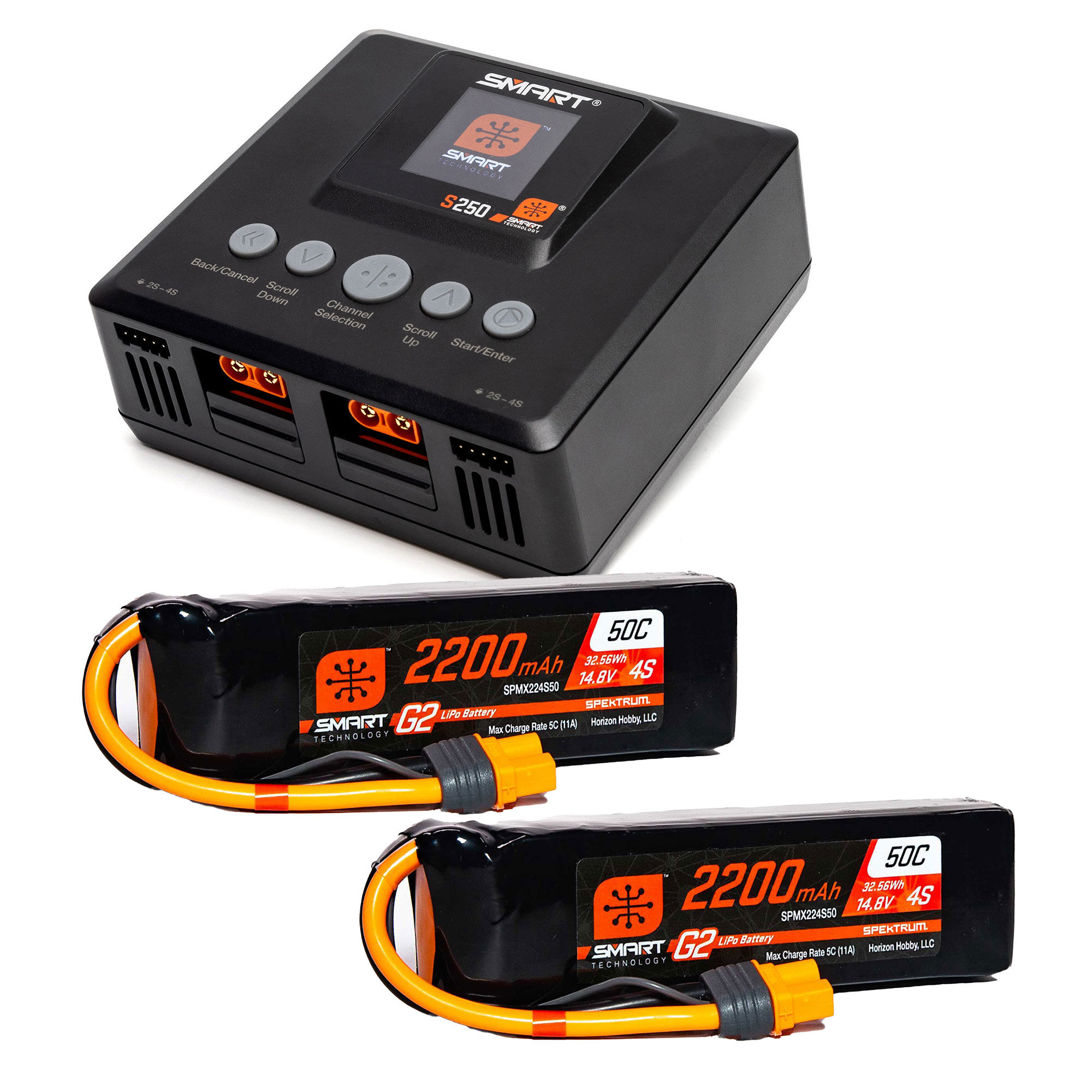 Spektrum Accessories Smart Powerstage Air Bundle: G2 2200mAh 4S 50C LiPo IC3 & S250 Charger (2)