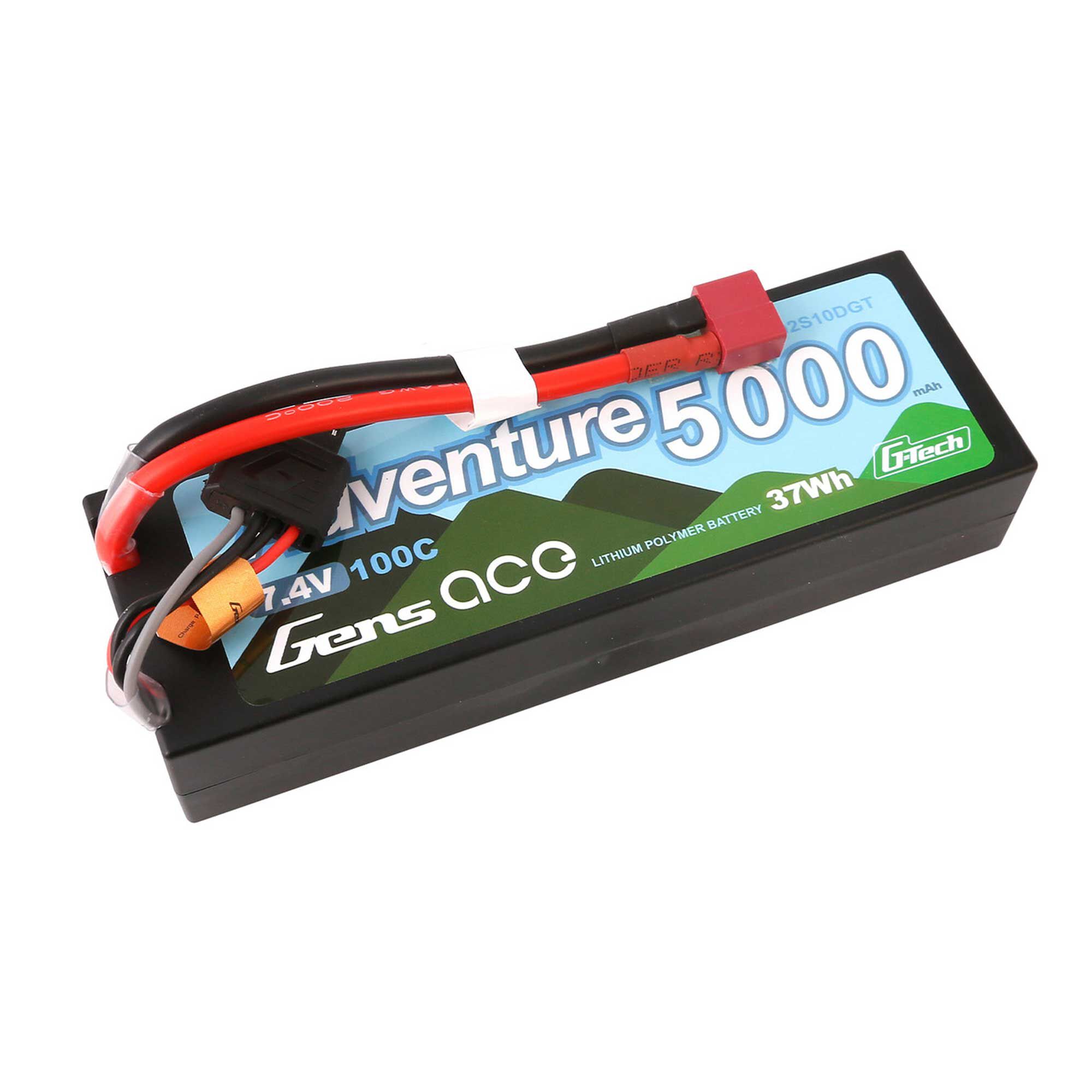 Gens ace 7.4V 5000mAh 2S 100C G-Tech Smart Hardcase LiPo Battery: Deans