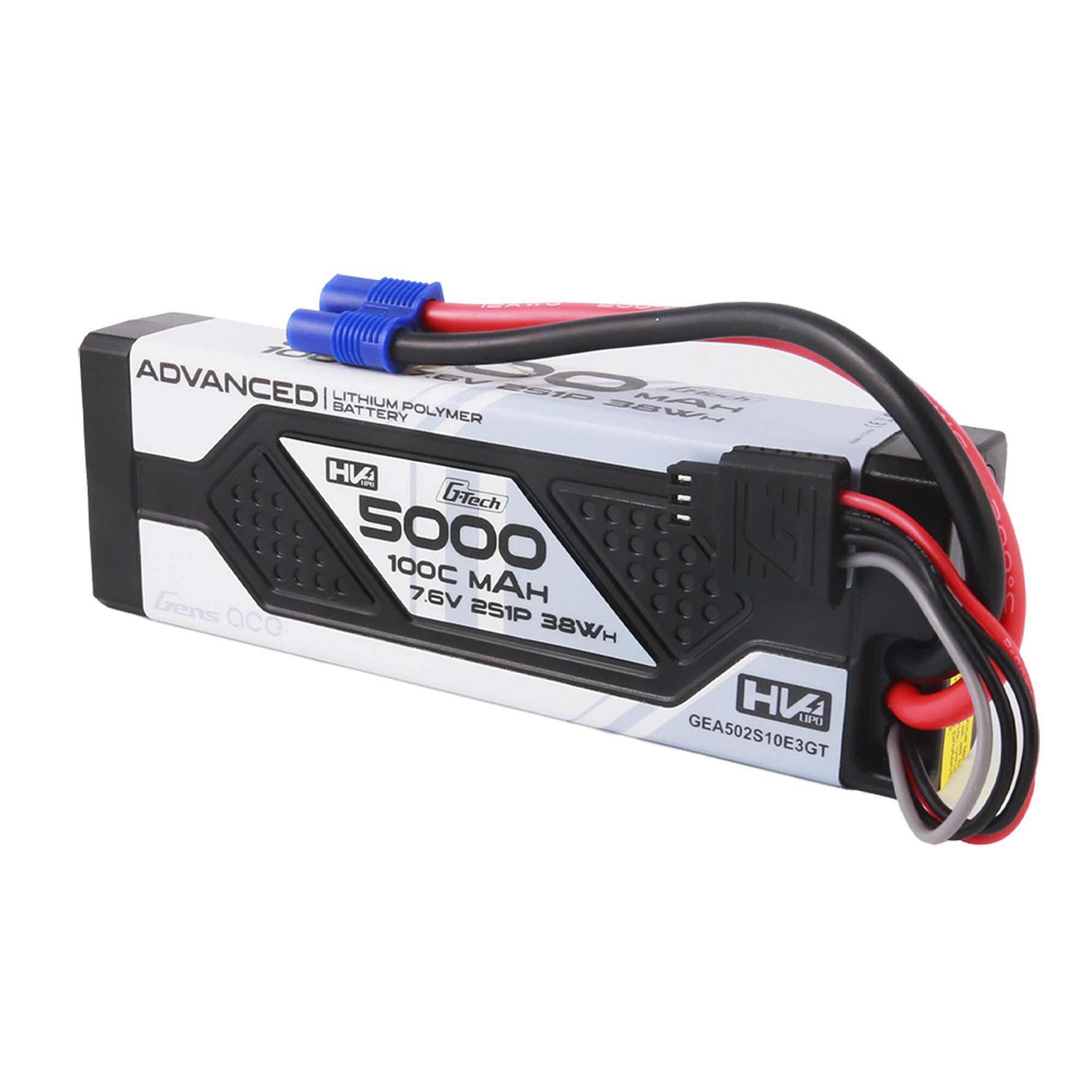 Gens ace 7.6V 5000mAh 2S 100C G-Tech Smart Advanced Hardcase LiHV Battery: EC3