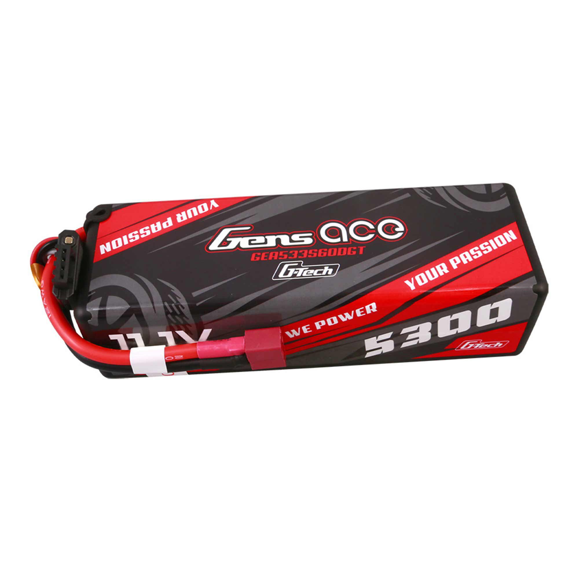 Gens ace 11.1V 5300mAh 3S 60C G-Tech Smart Hardcase LiPo Battery: Deans
