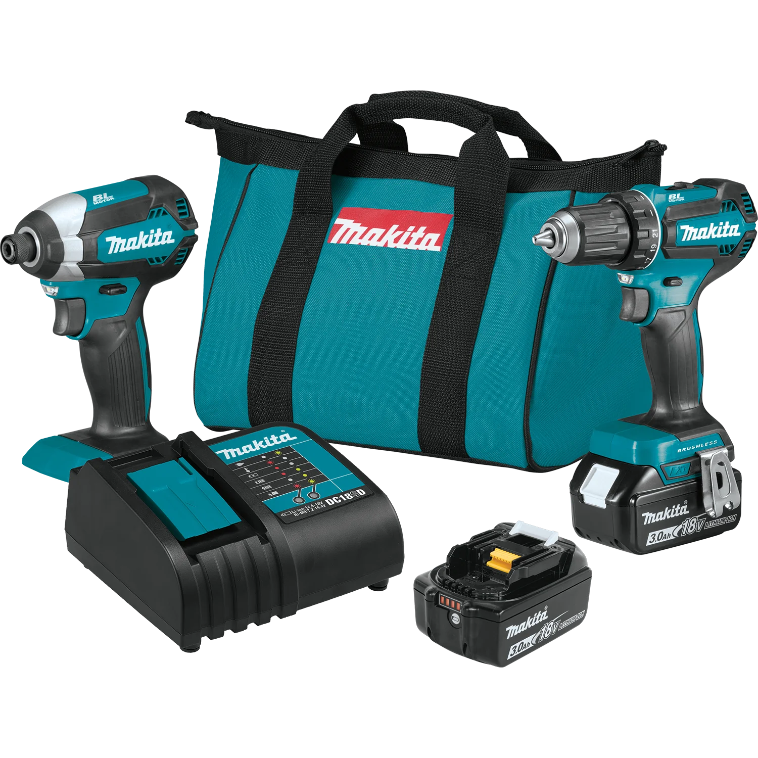 Makita 18 Volt LXT Lithium Ion Brushless Cordless 2 PC Combo Kit Factory Serviced