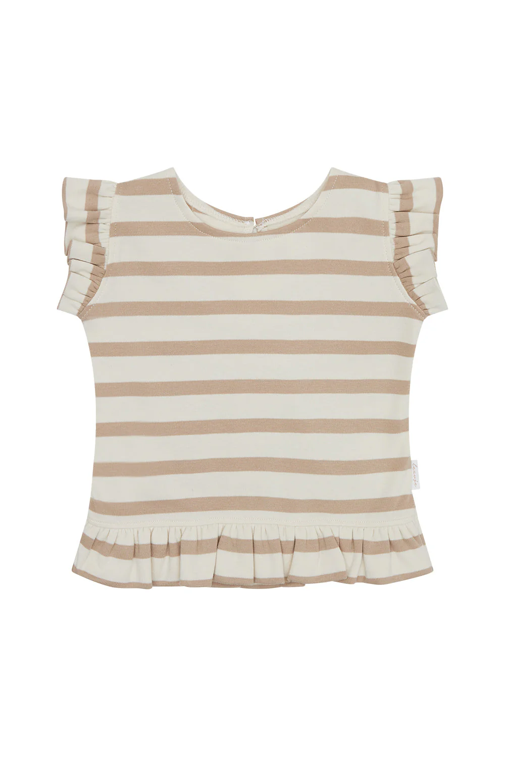 Top 'beige stripes' mit Rüschensaum