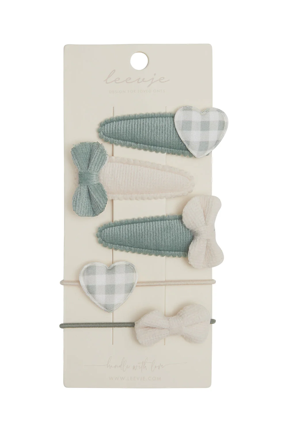 Haarspangen 'green gingham heart mix'