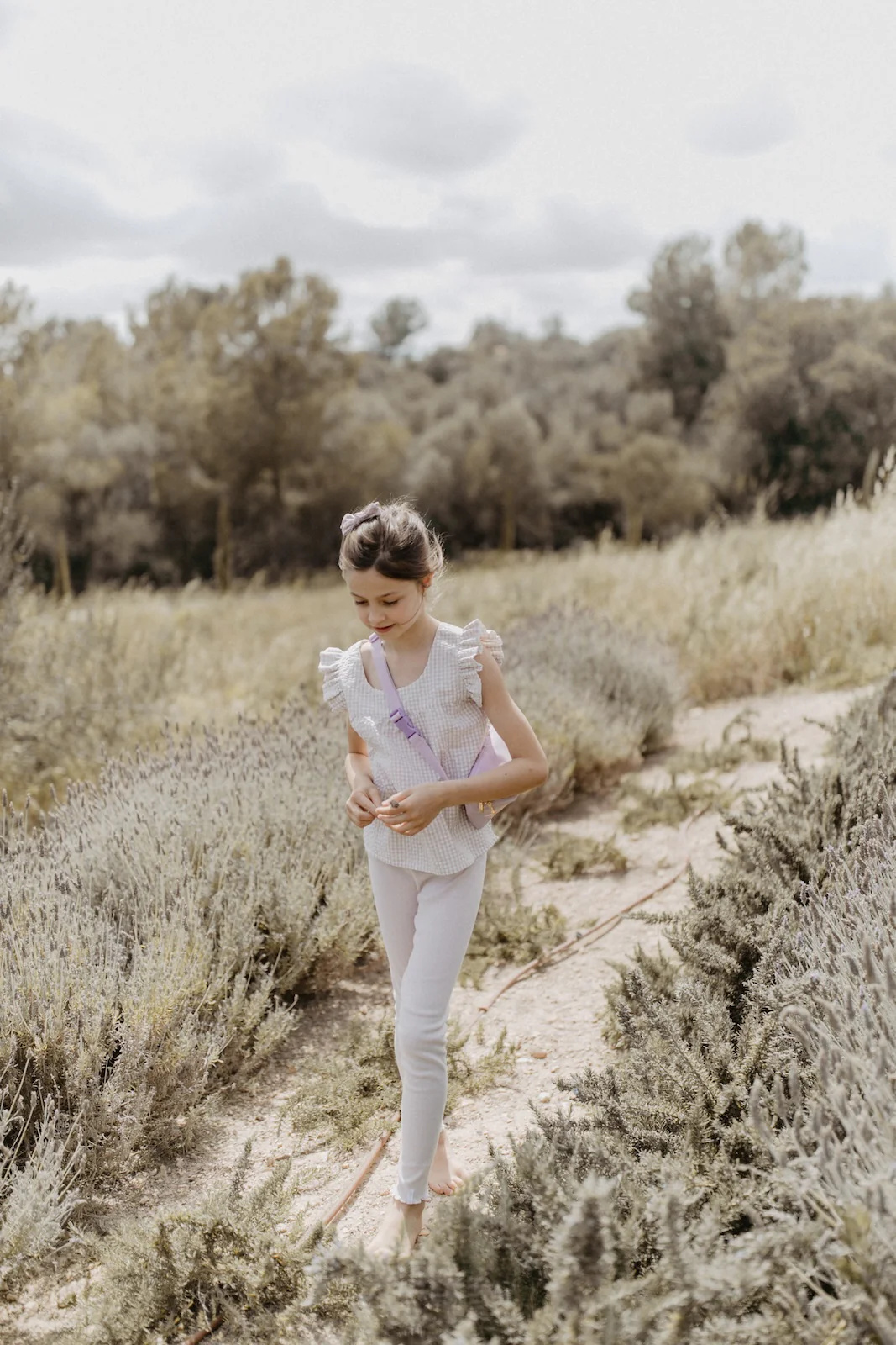 Leggings 'lavender' mit Schleife aus Bio-Baumwolle