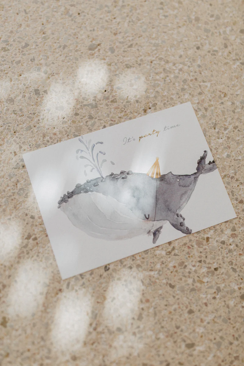 Postkarte Wal 'party time'