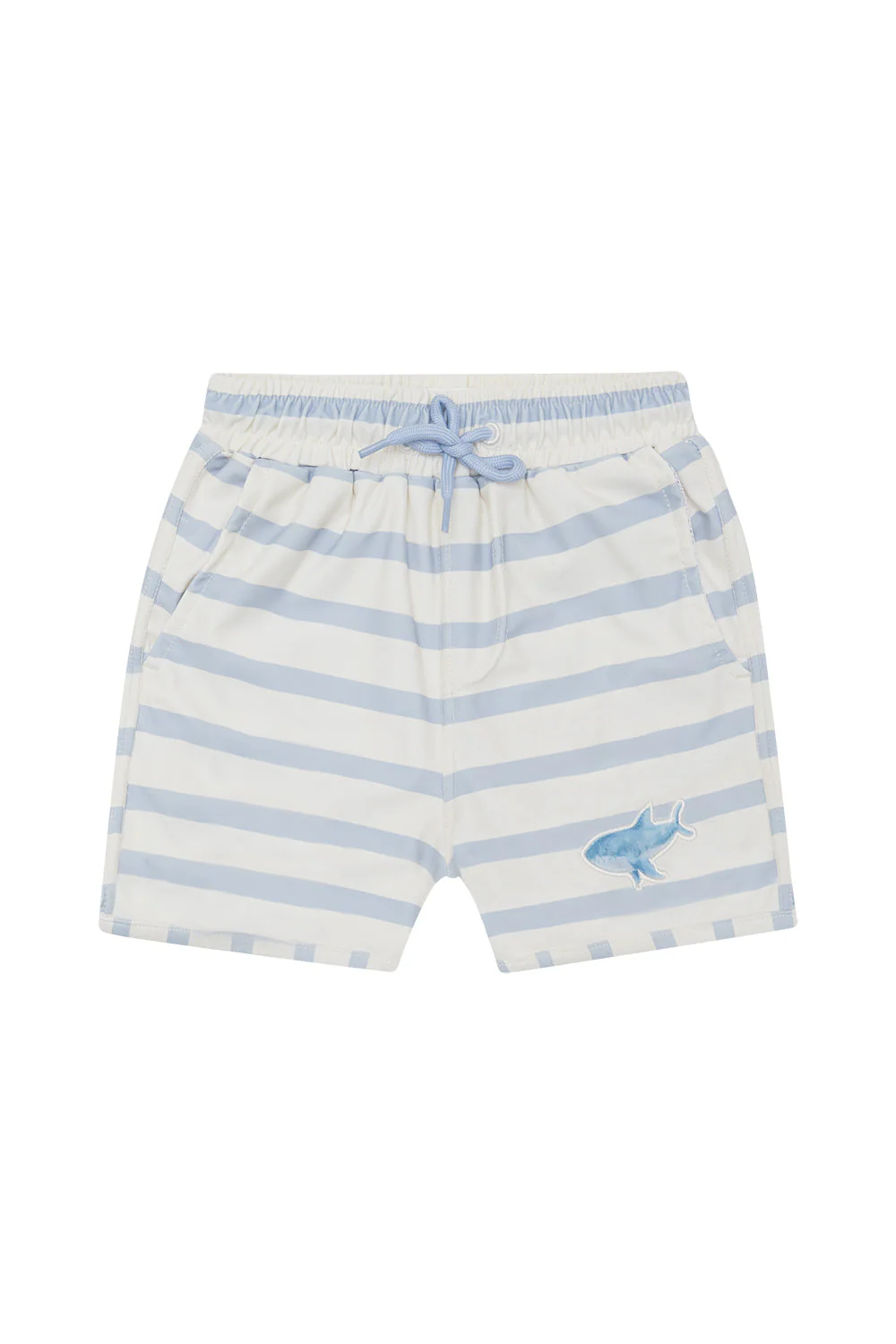 Badeshorts 'blue stripes' mit Hai-Patch