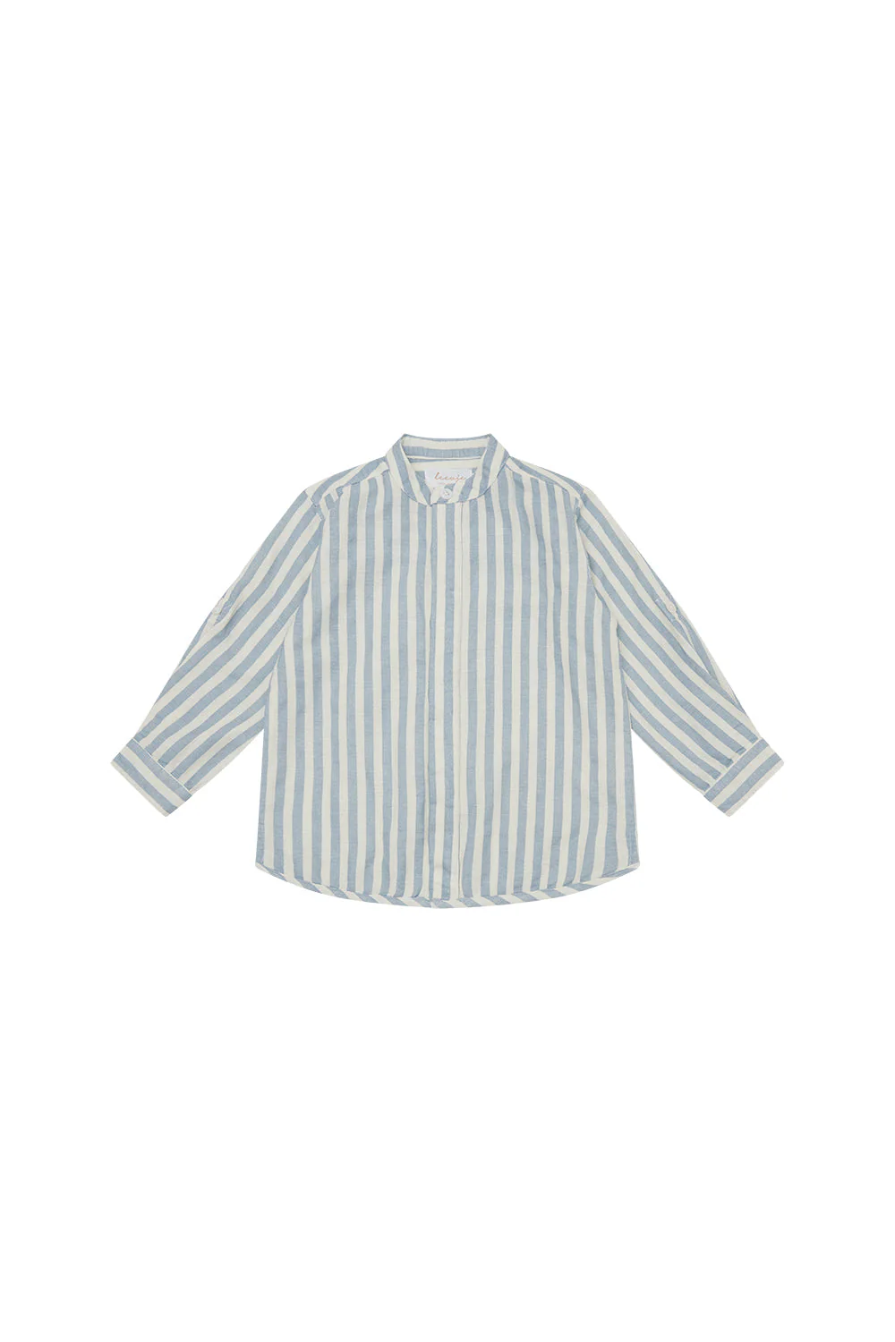 Gestreiftes Leinenhemd 'blue stripes' mit Stehkragen