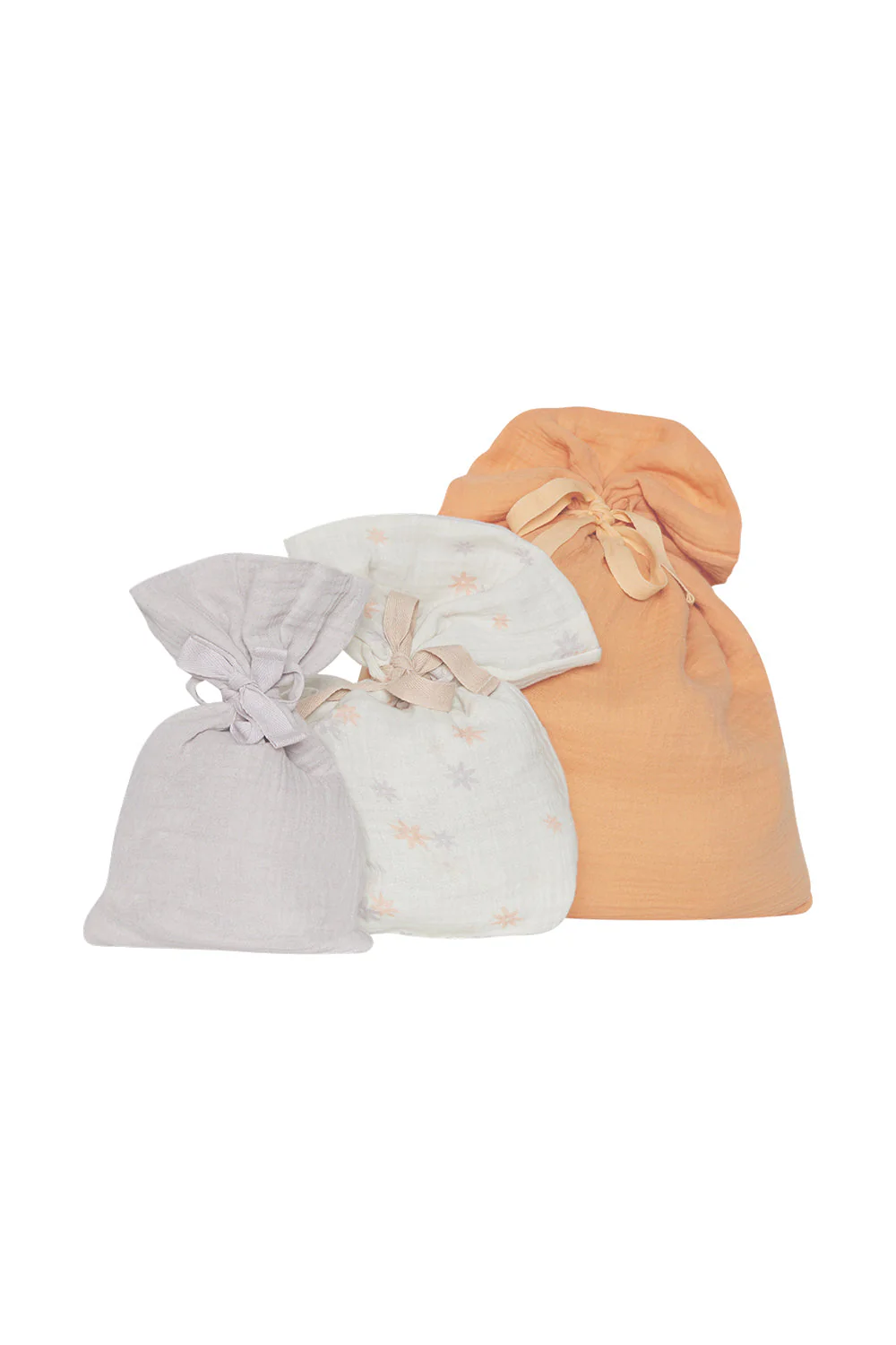 3er Set Musselin Geschenksäcke 'flowers'