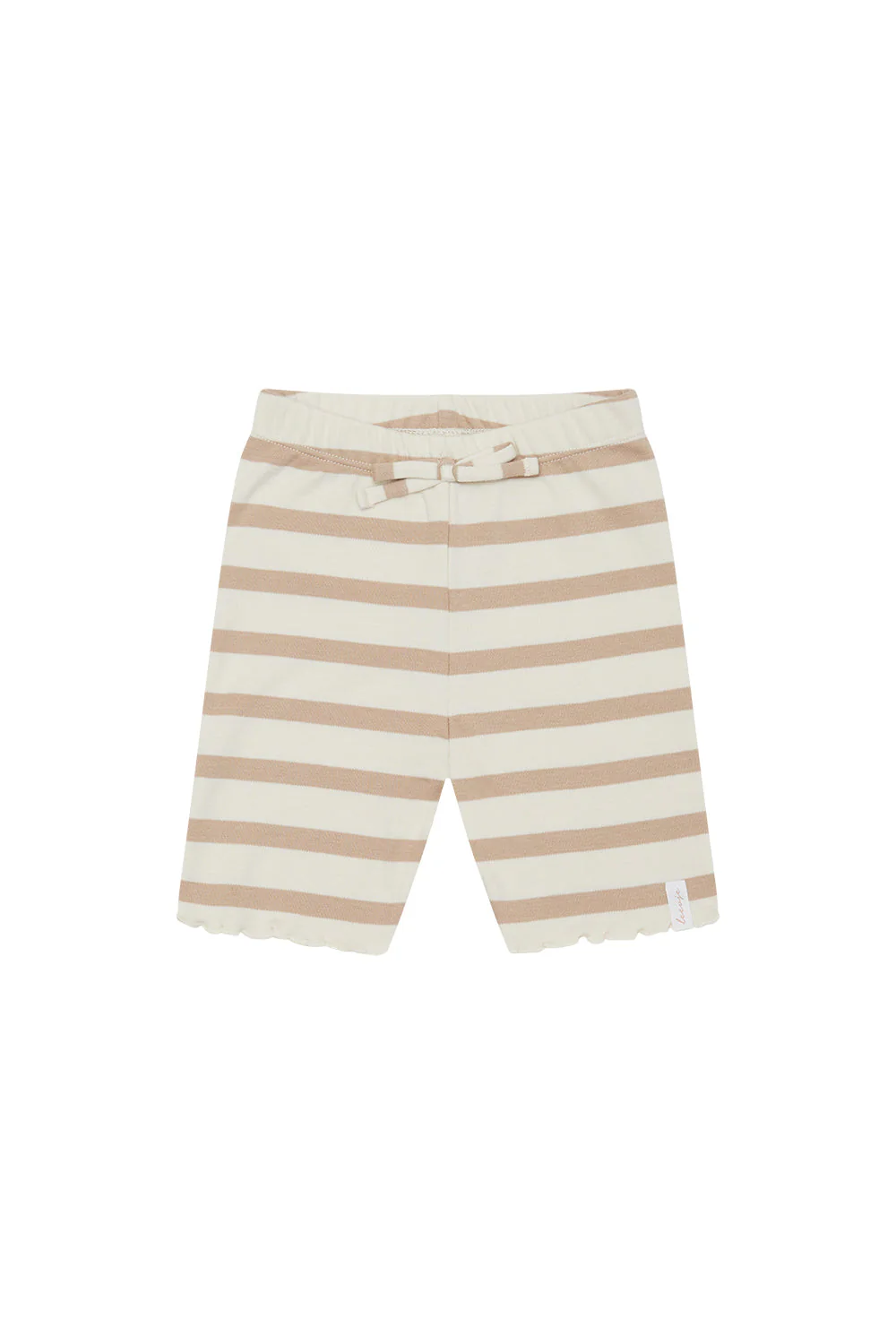 Kurze Jersey Leggings 'beige stripes' mit Schleife aus Bio-Baumwolle