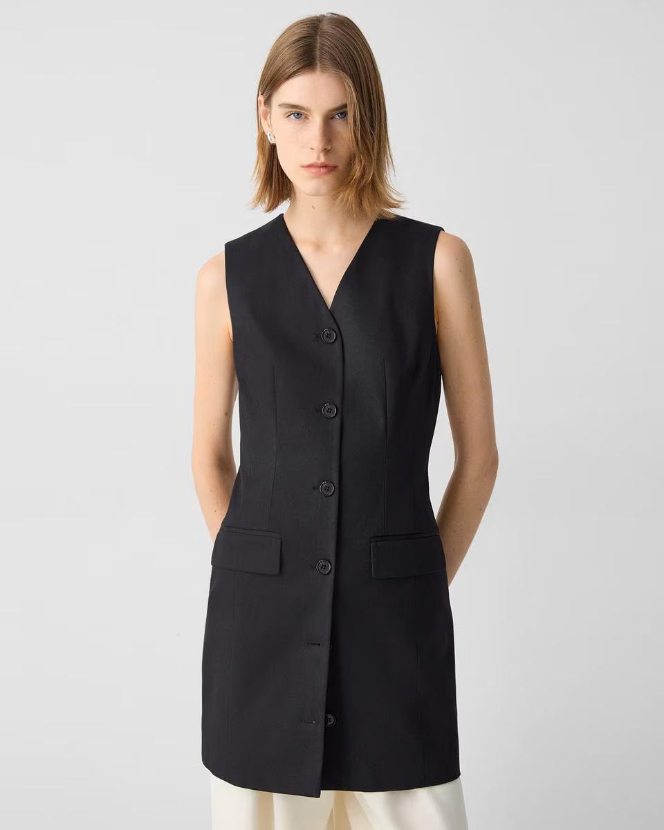 Sleeveless Blazer Dress in Cotton Chino