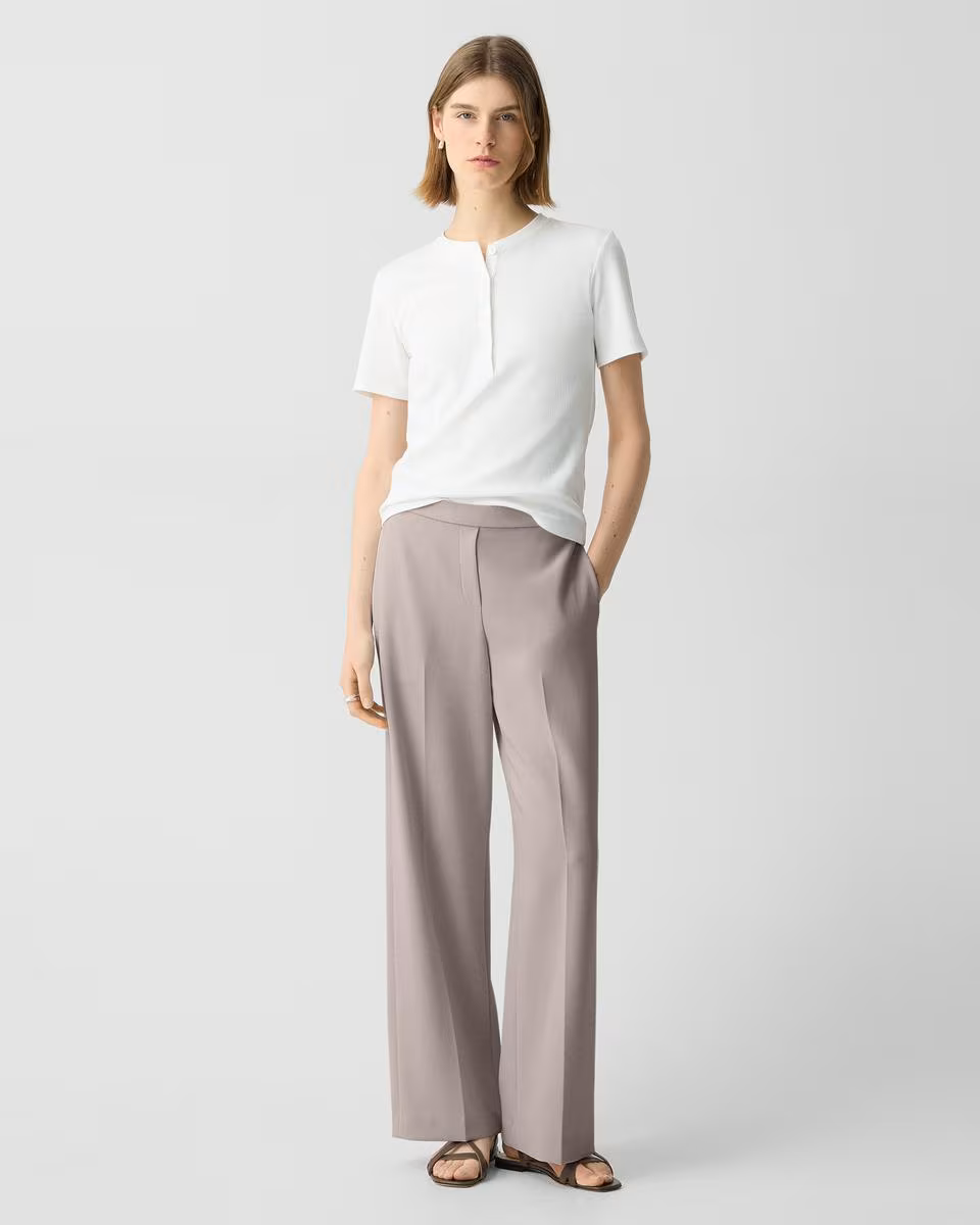 Wide-Leg Pull-On Pant in Admiral Crepe