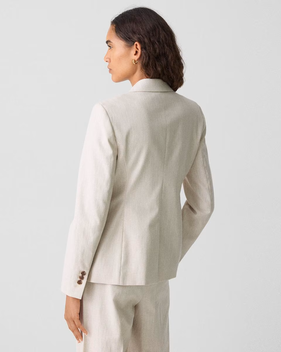 Slim Blazer in Striped Canvas