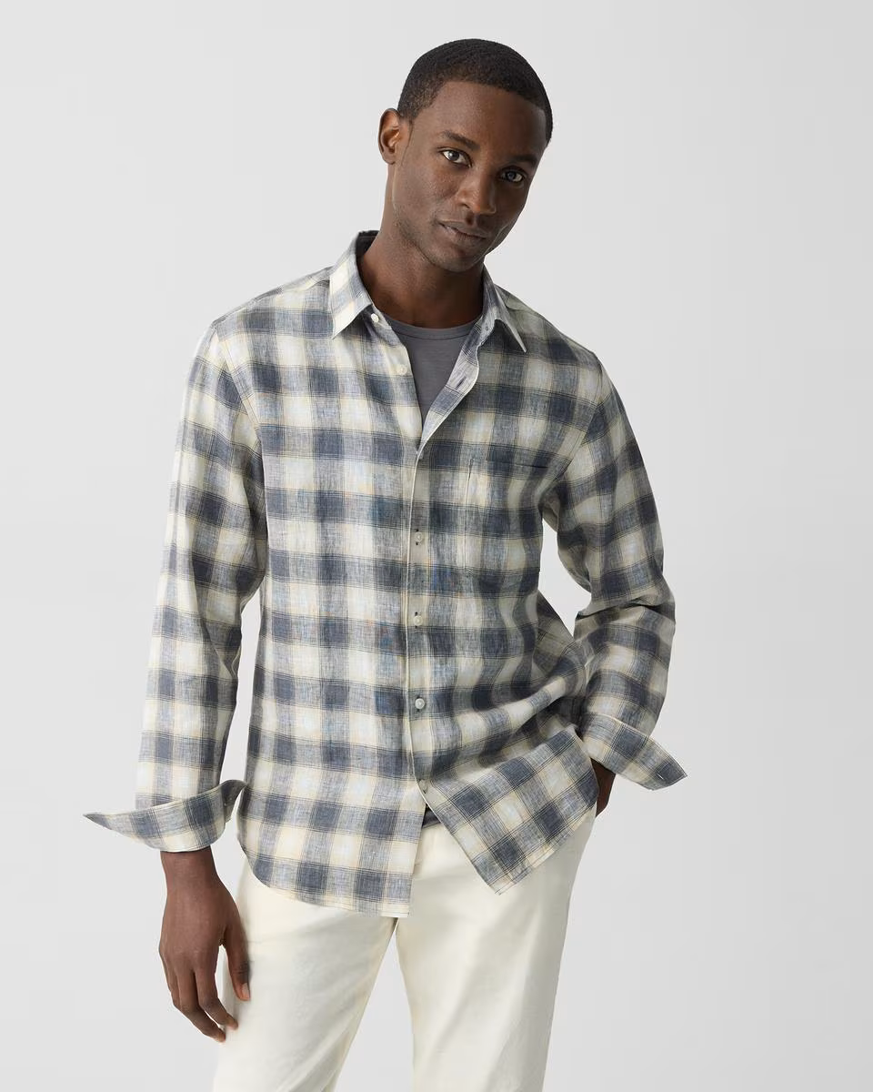 Irving Shirt in Ombré Check Linen