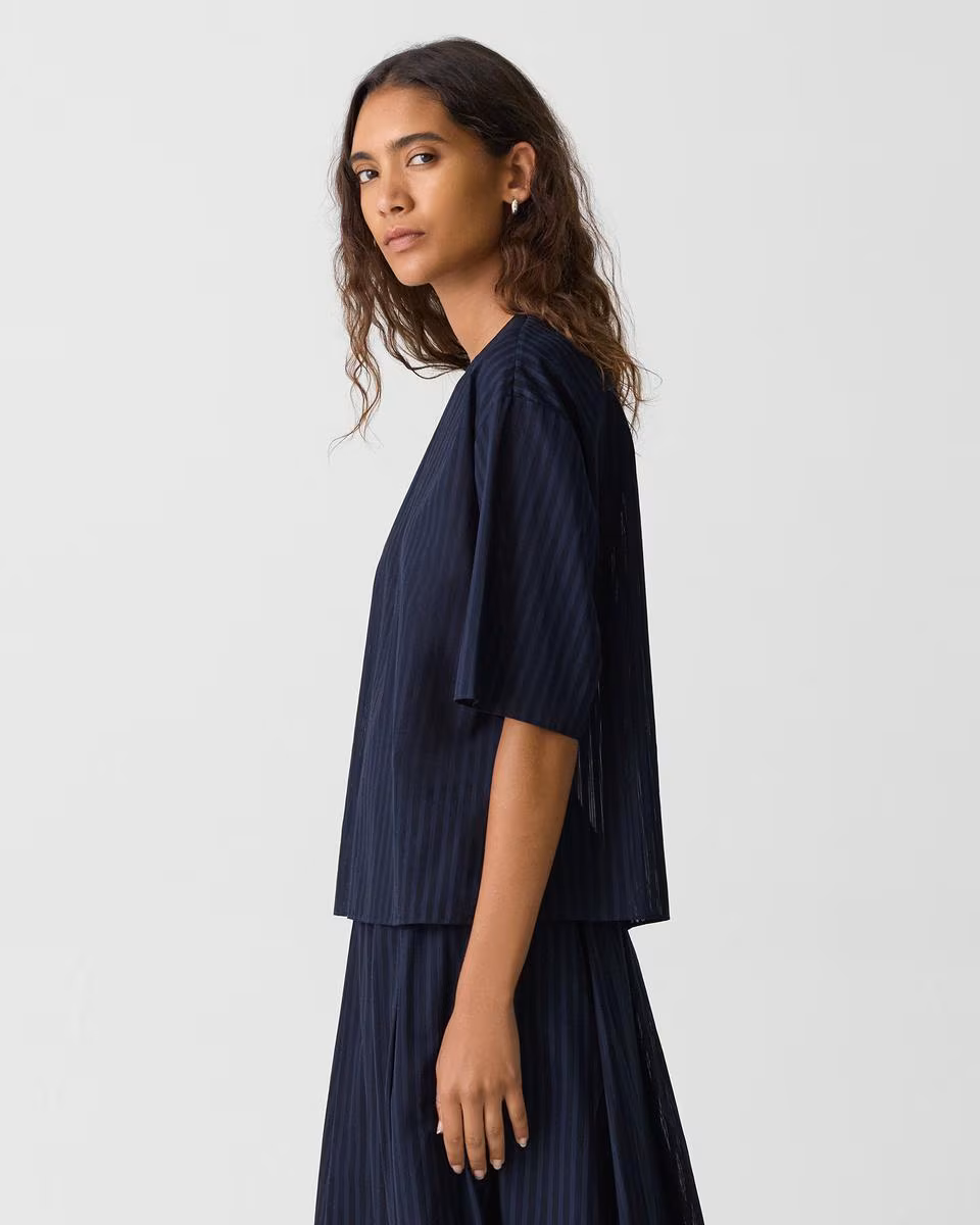 Boxy Tee in Linear Cotton