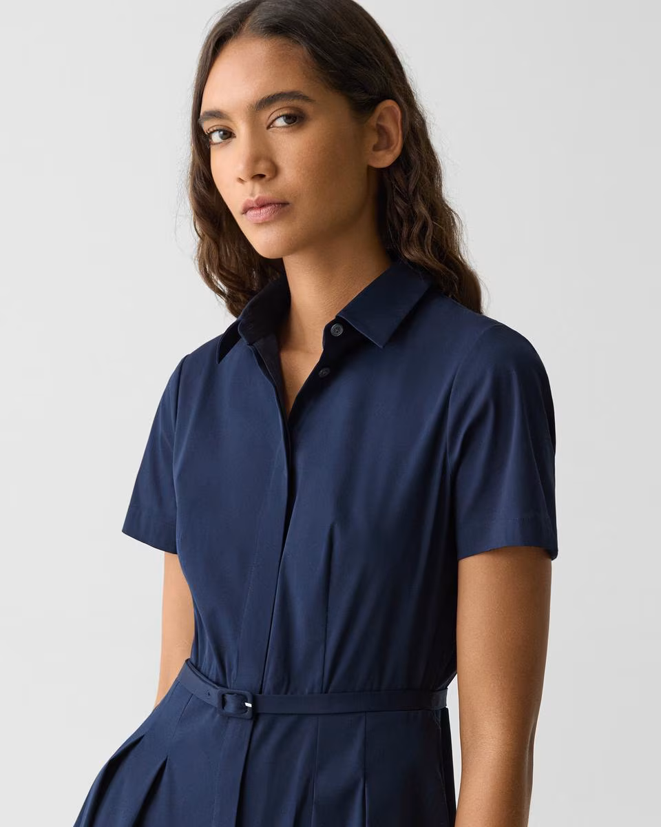 Short-Sleeve Shirt Dress in Good Cotton