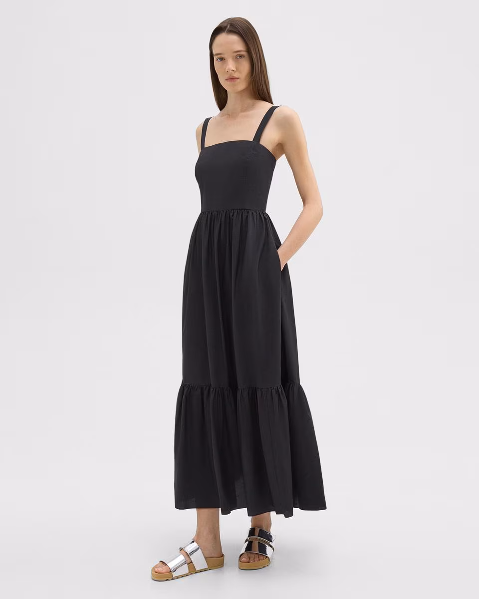 Tiered Sleeveless Dress in Cotton-Blend