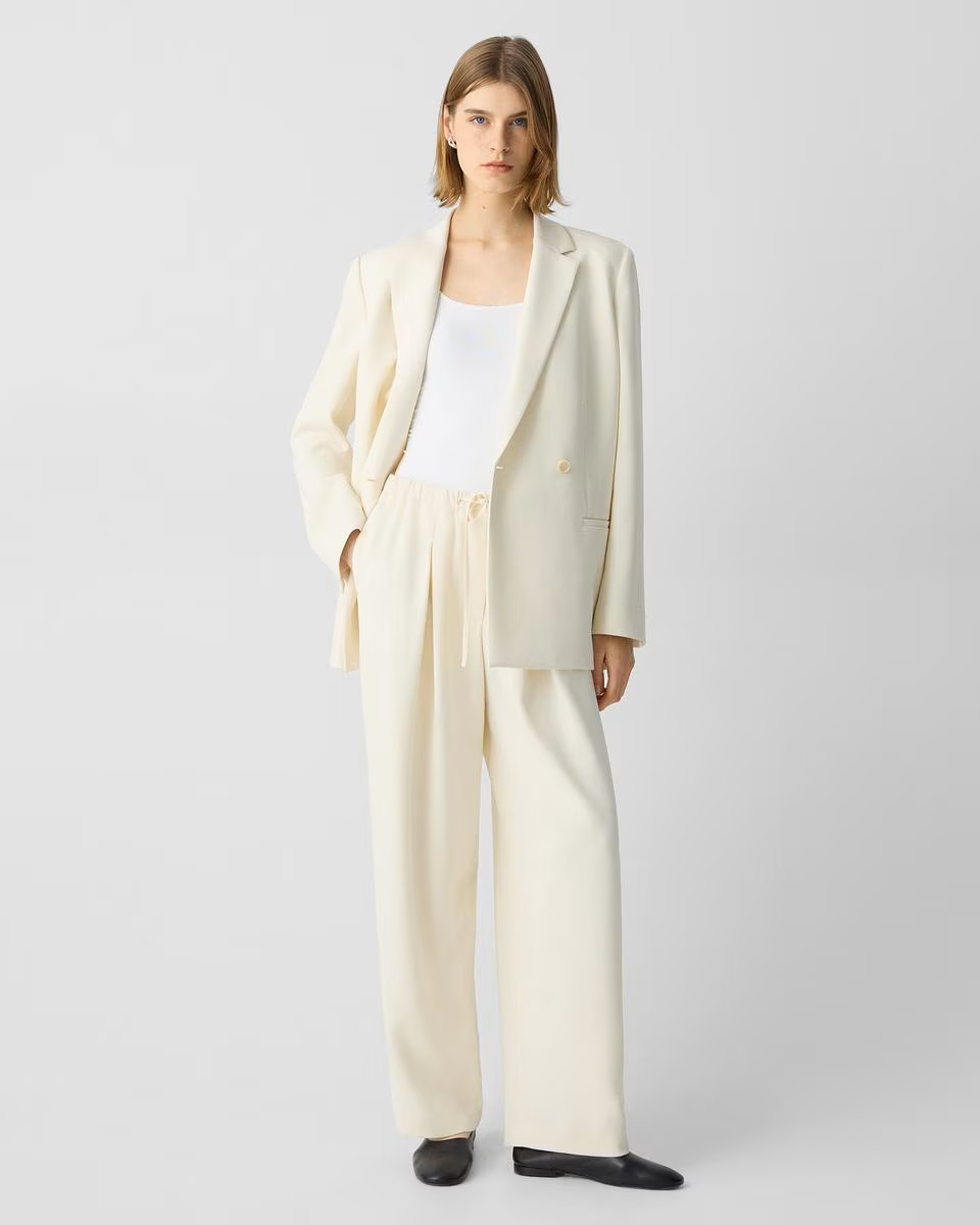 30'' Pleated Pull-On Pant in Admiral Crepe
